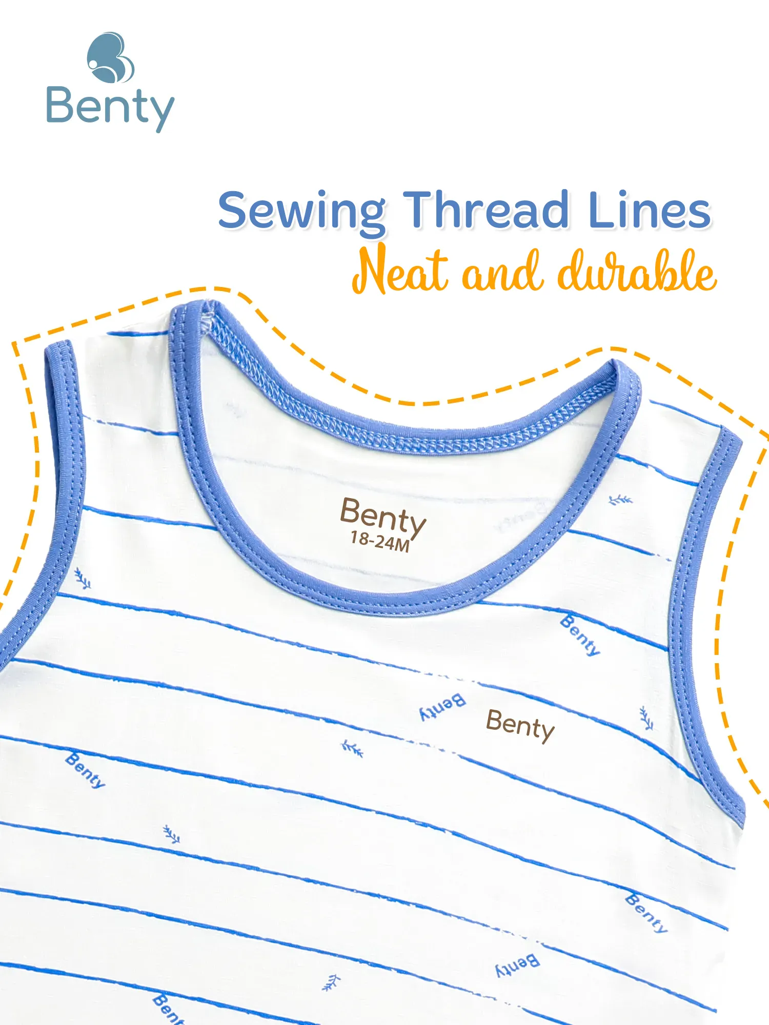 BENTY tank top set with horizontal stripe pattern, soft, smooth