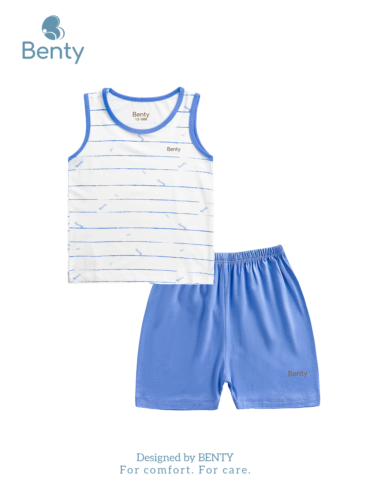 BENTY tank top set with horizontal stripe pattern, soft, smooth