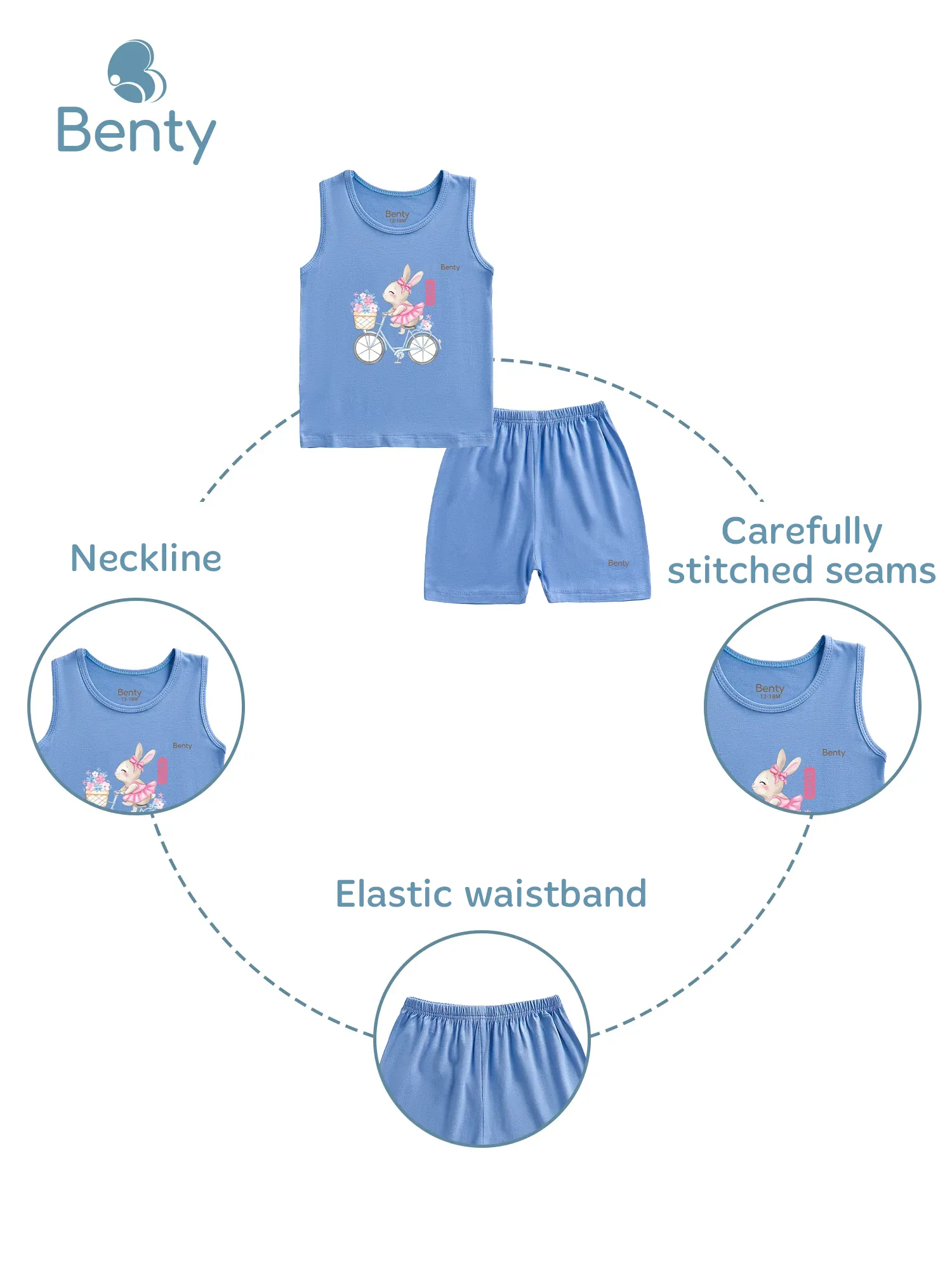 BENTY BT014 bunny printed tank top set, high quality fabric