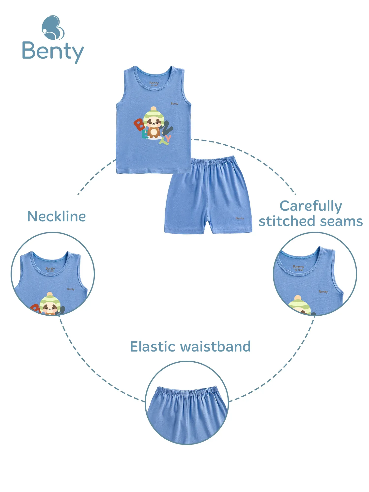 BENTY BT005 bear printed tank top set for boys and girls