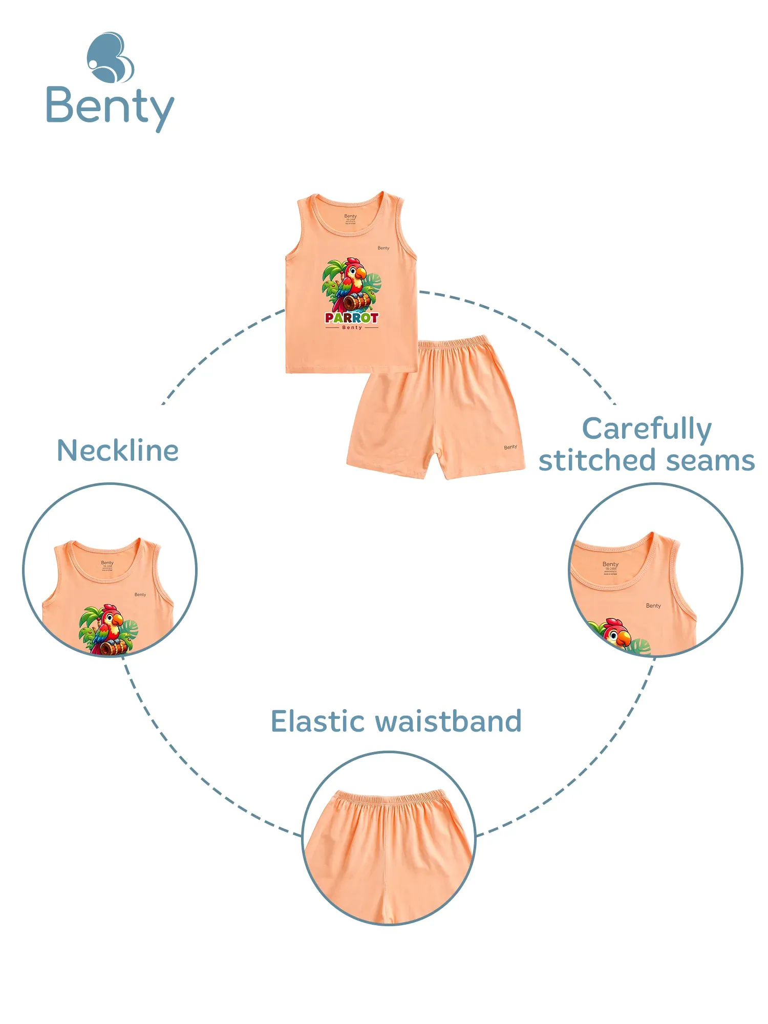 Parrot Benty BT117 tank top set, cool and soft children’s clothes
