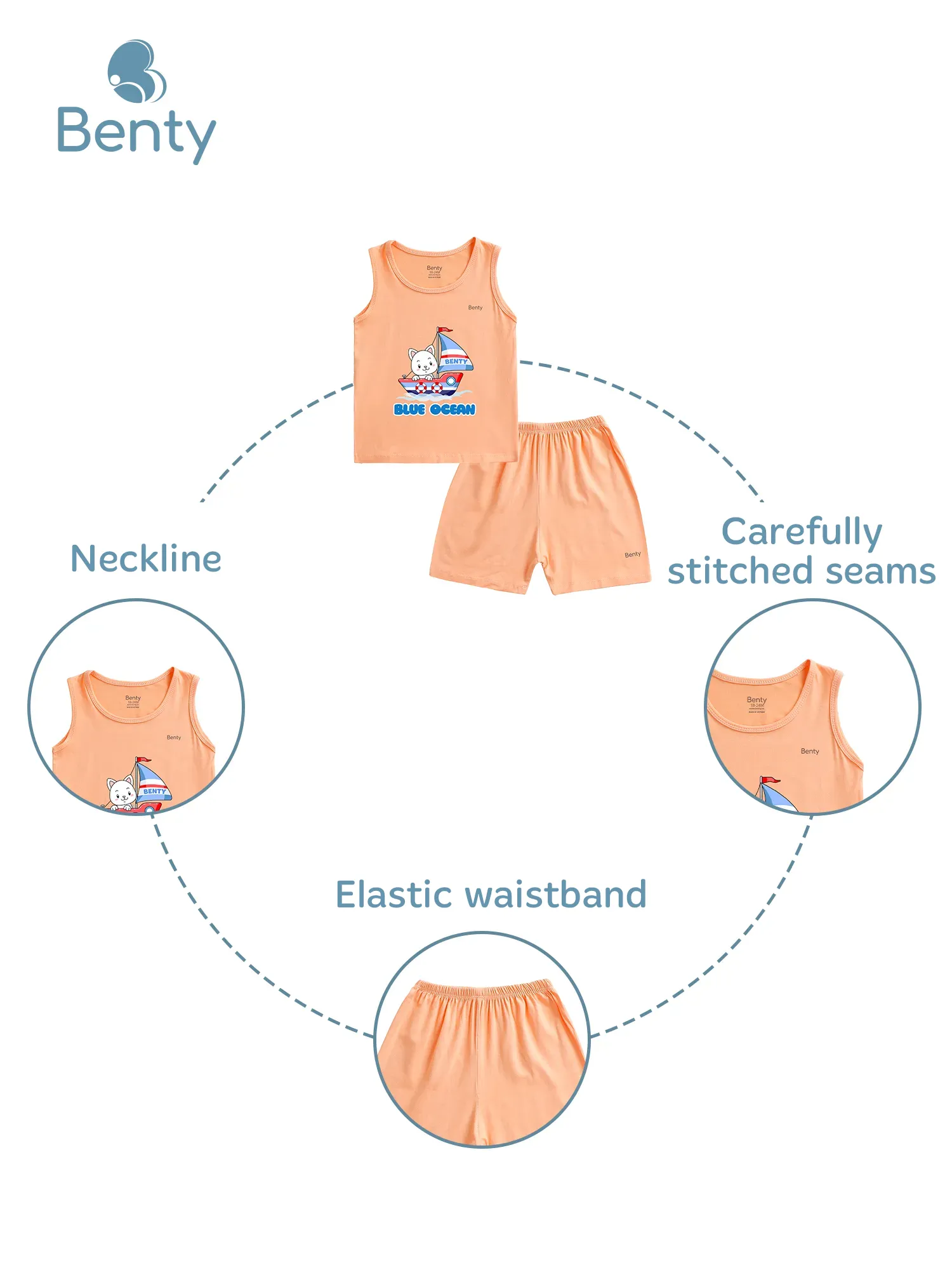 Benty BT091 cat on the ship tank top set high-quality, cool