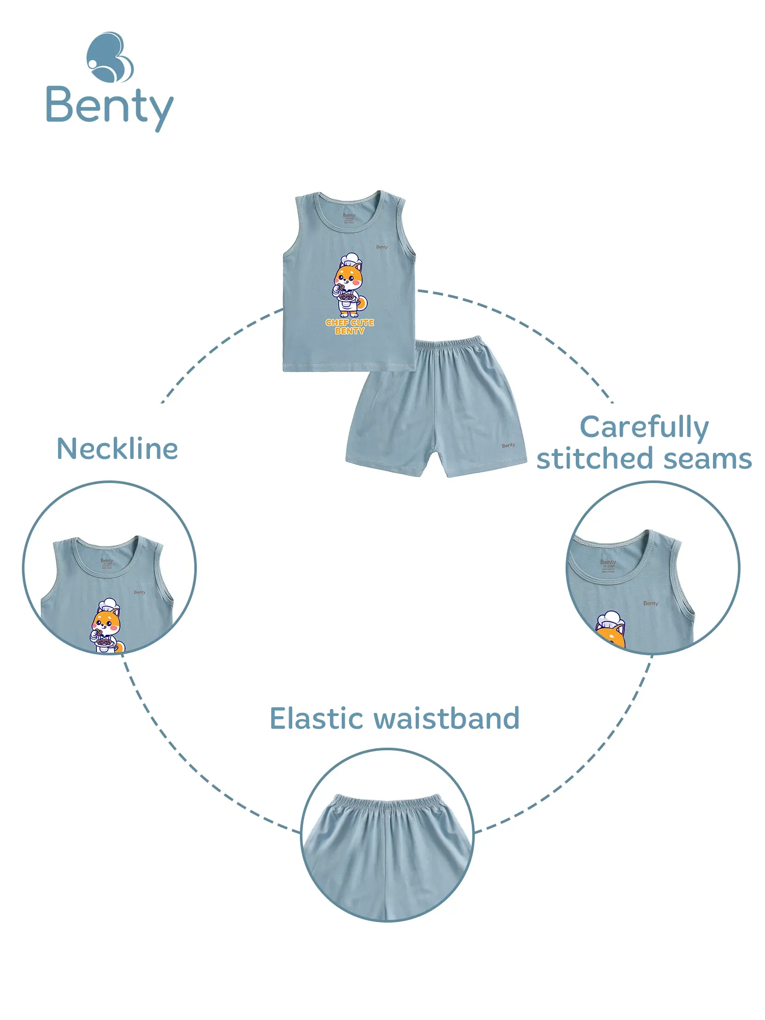 BENTY BT089 chef cat tank top set, baby boy and girl clothing
