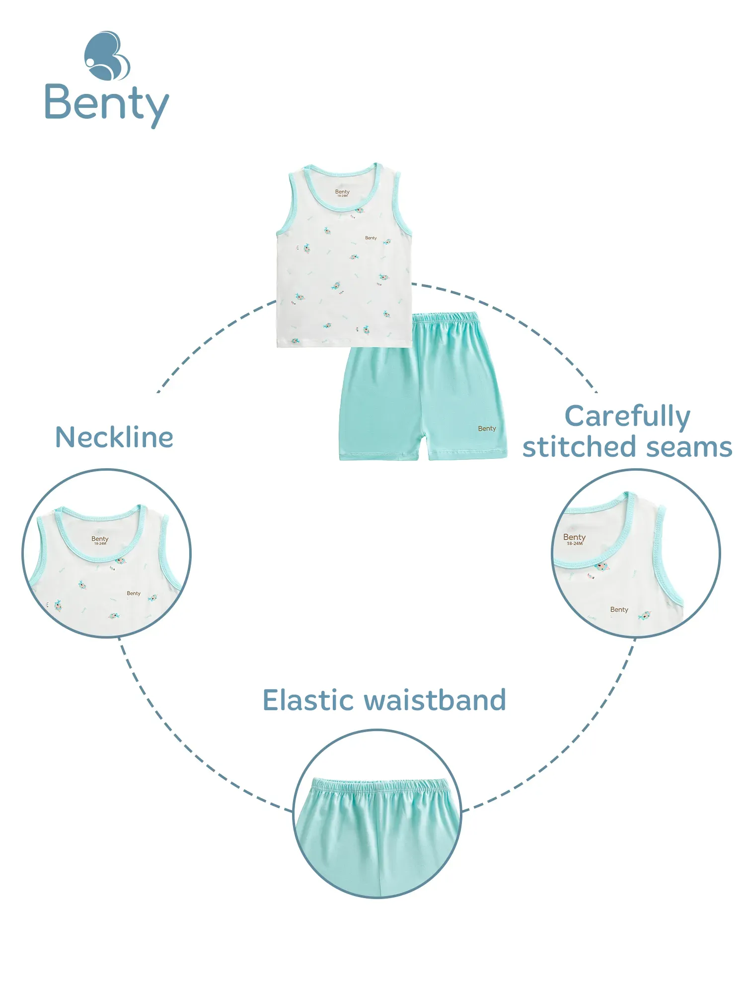 BENTY brand tank top outfit with bear print, high-quality