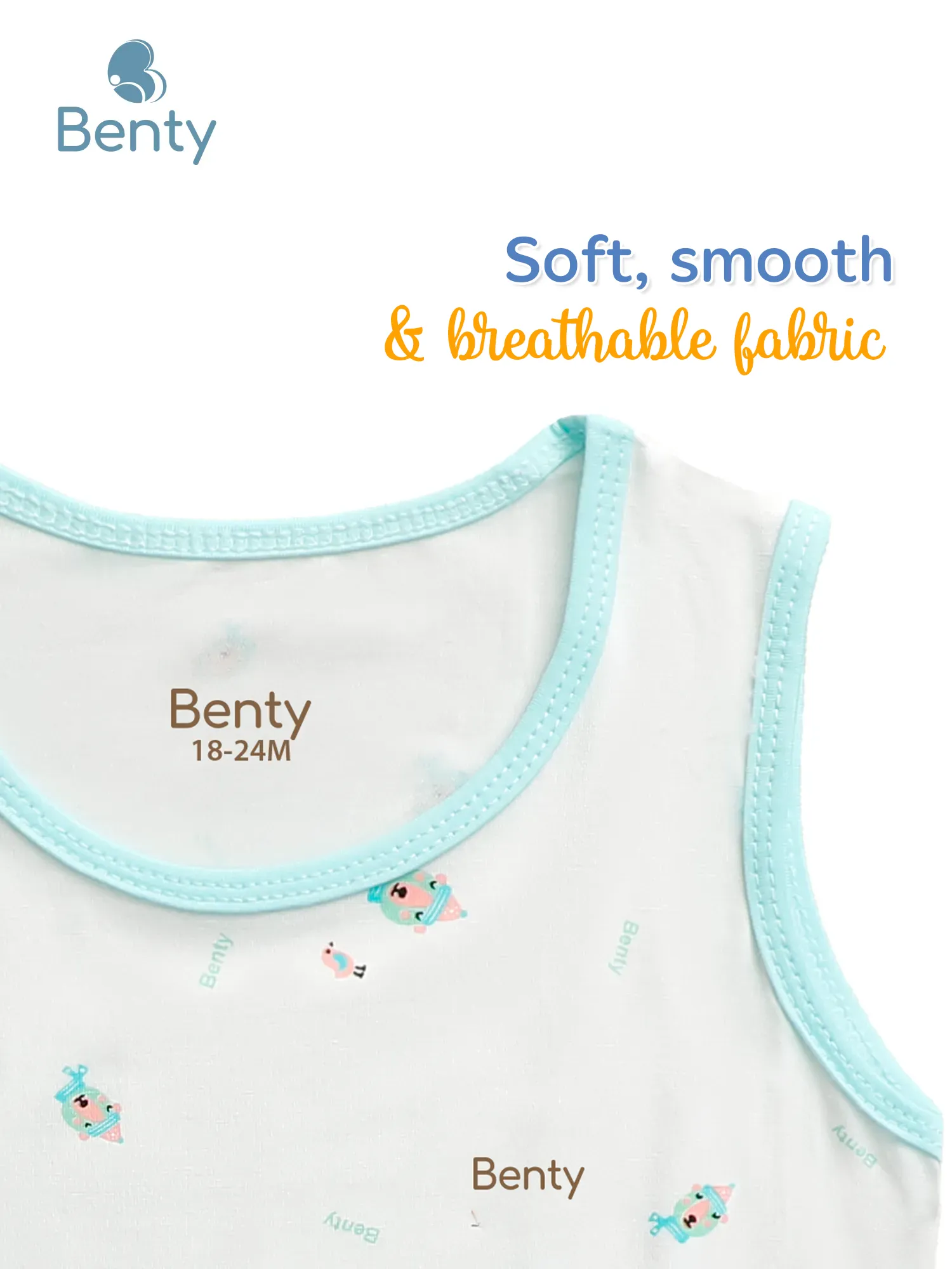 BENTY brand tank top outfit with bear print, high-quality