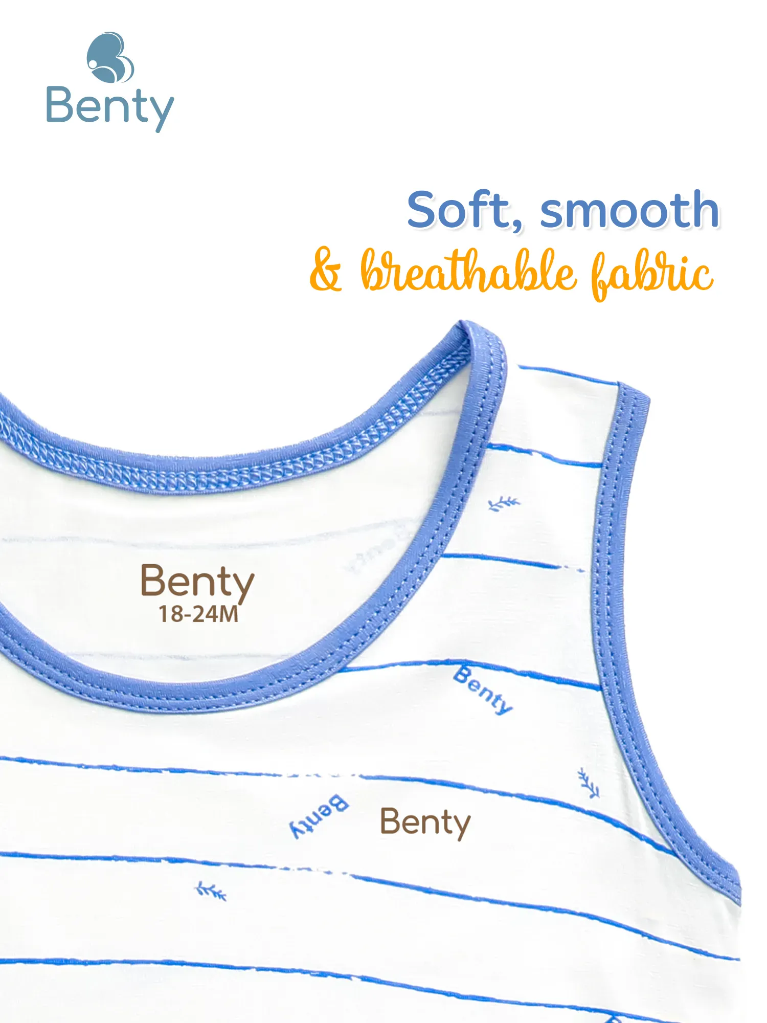 BENTY tank top set with horizontal stripe pattern, soft, smooth