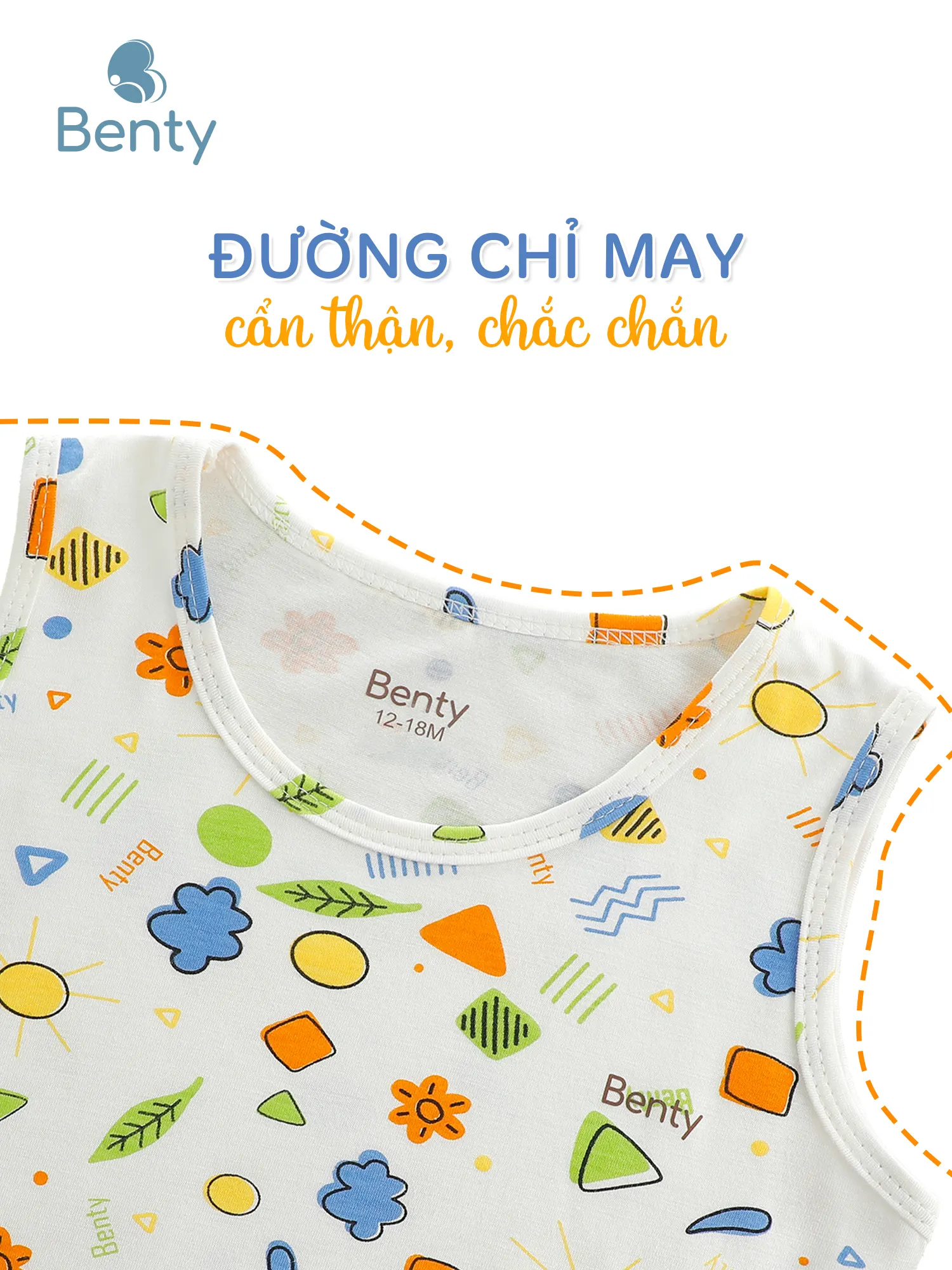 Bộ ba lỗ full họa tiết BENTY, mềm mịn an toàn da bé vận động cả ngày