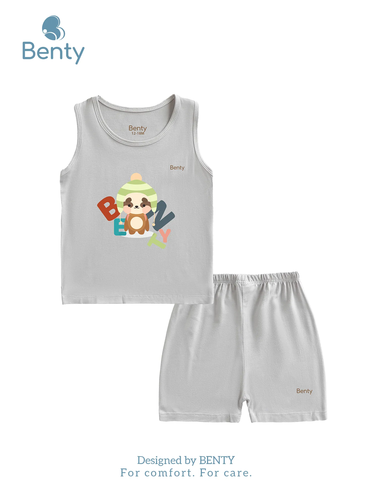 BENTY BT005 bear printed tank top set for boys and girls