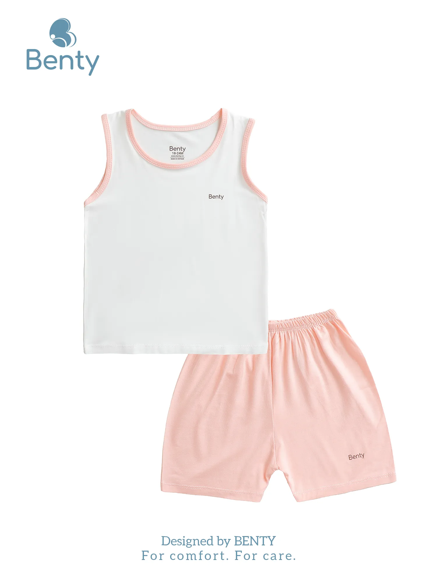 Bộ ba lỗ phối viền trơn BENTY cute, chất vải cao cấp, mềm mịn