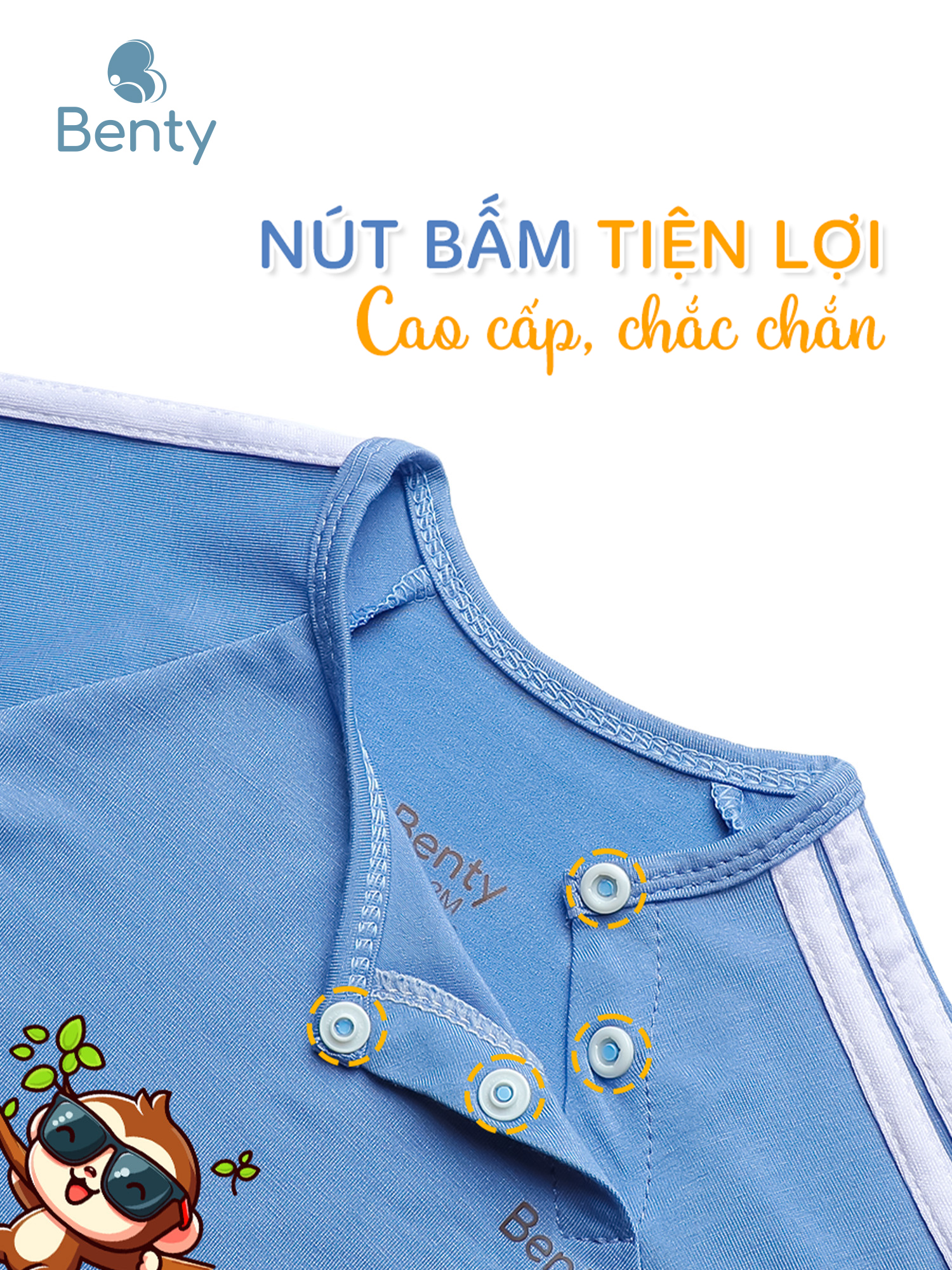 Dài tay cài chéo thể thao BT095 BENTY mát mềm cao cấp cho bé