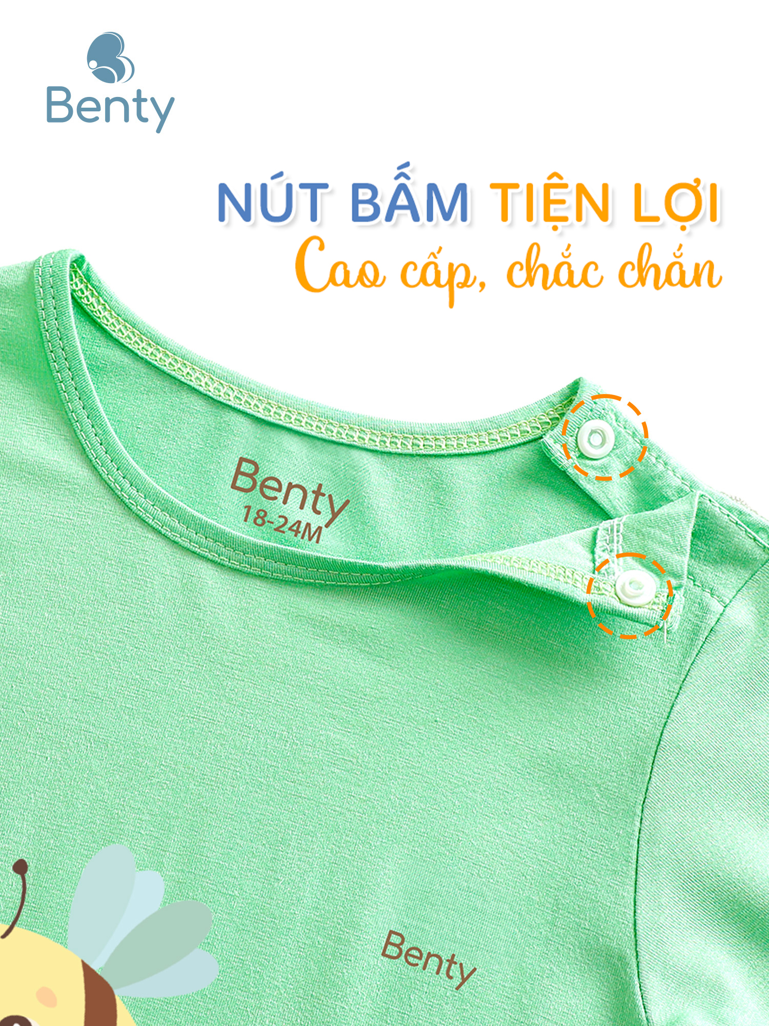 Áo lửng quần lửng BT036 BENTY thoáng khí an toàn cho da bé
