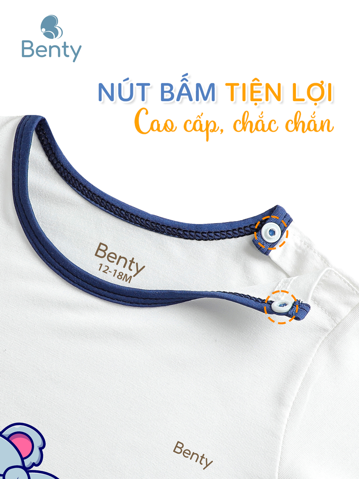 Dài cài vai phối viền BT074 BENTY đồ bộ cao cấp cho bé