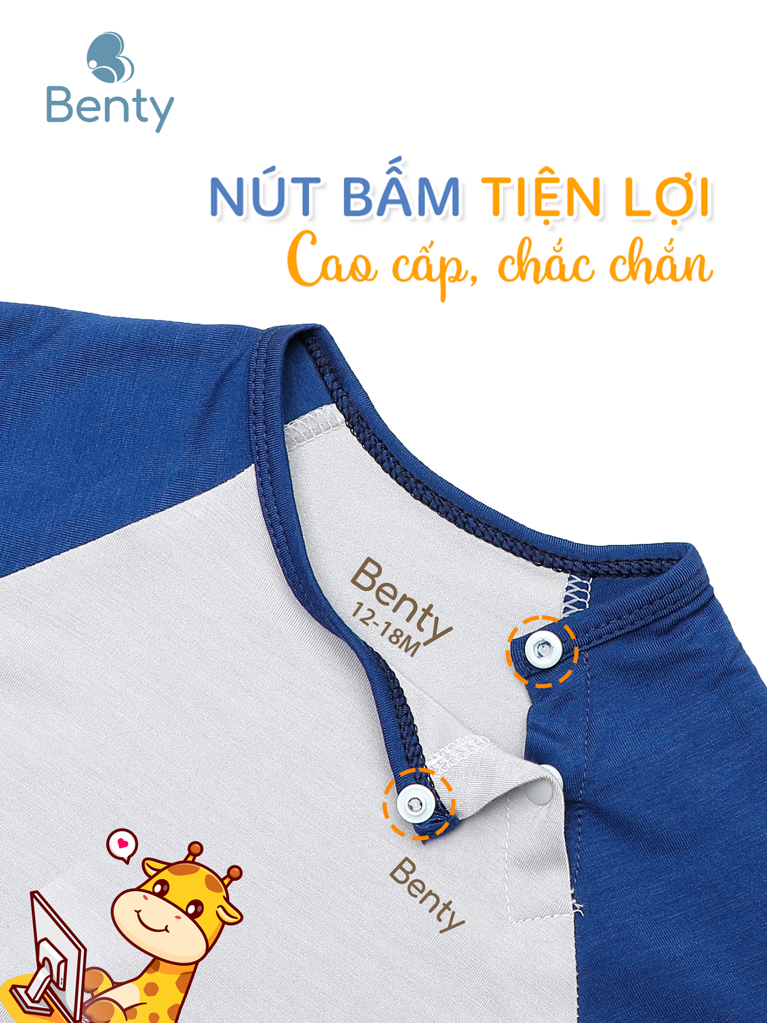 Bộ cộc tay cài chéo nền xám in BT086 BENTY,chất liệu cao cấp