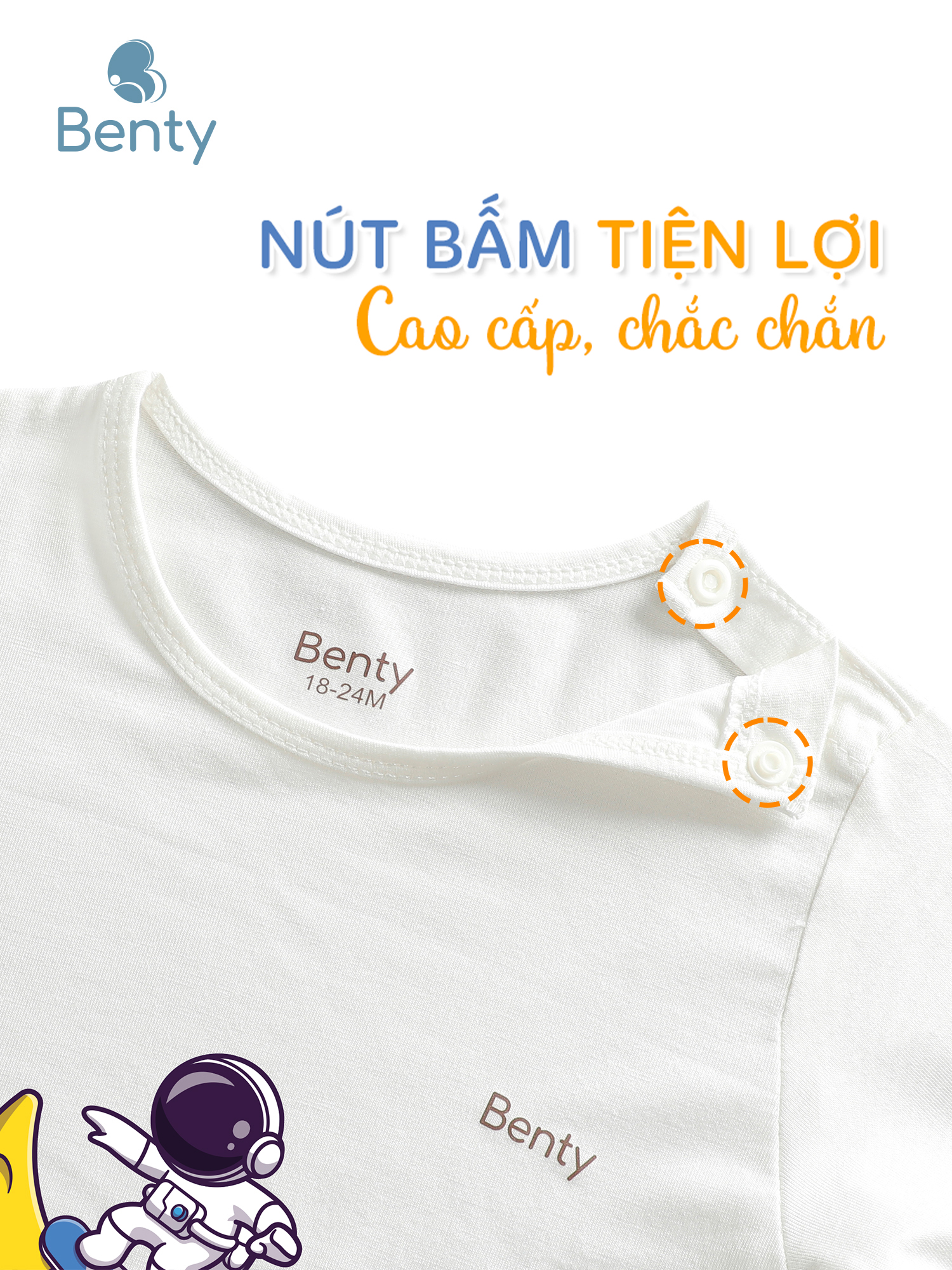 Dài tay cài vai BT004 BENTY đồ bộ trẻ em mềm mịn mát