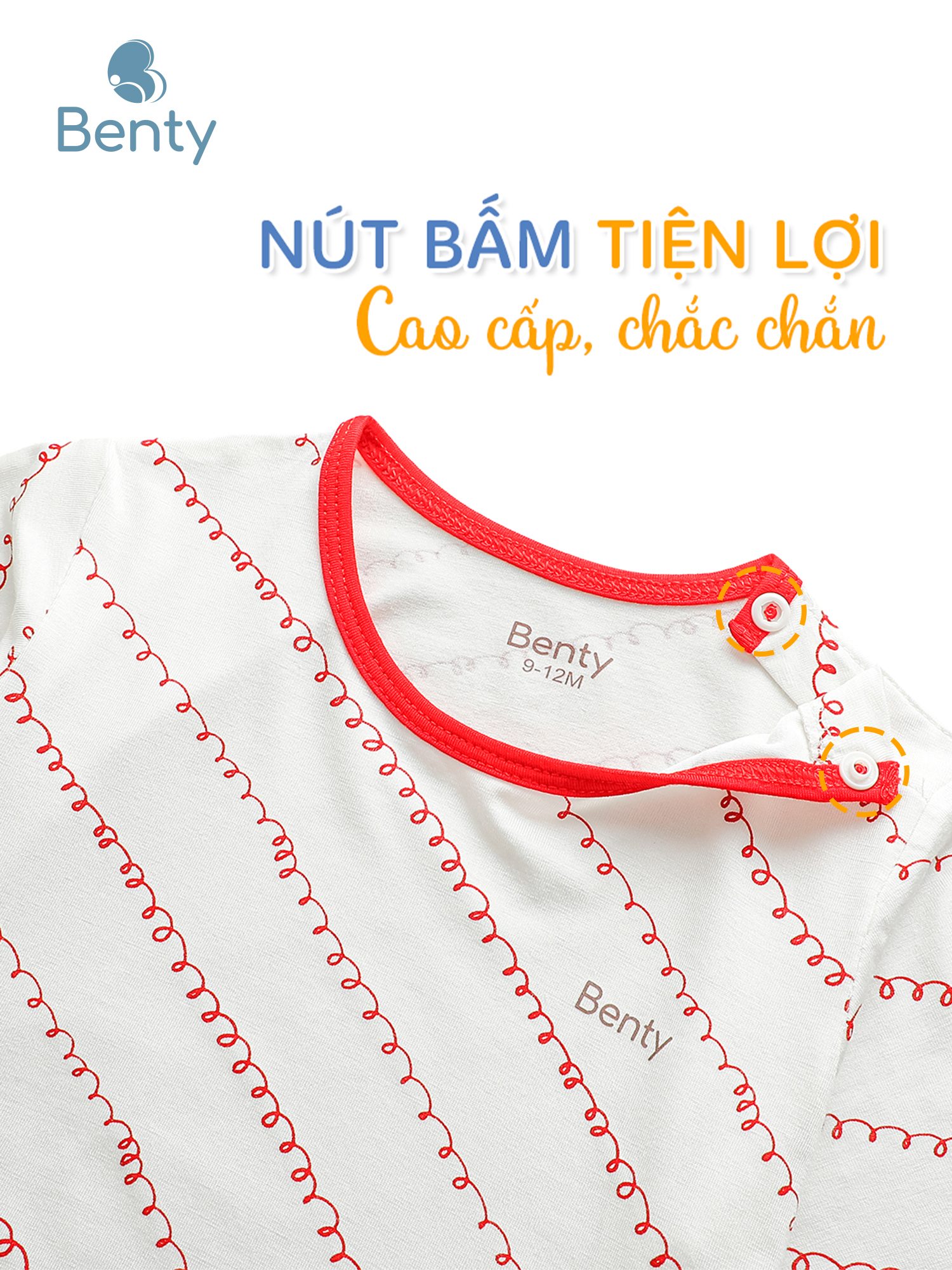 Dài cài vai họa tiết phối viền BENTY dễ thương mềm mịn