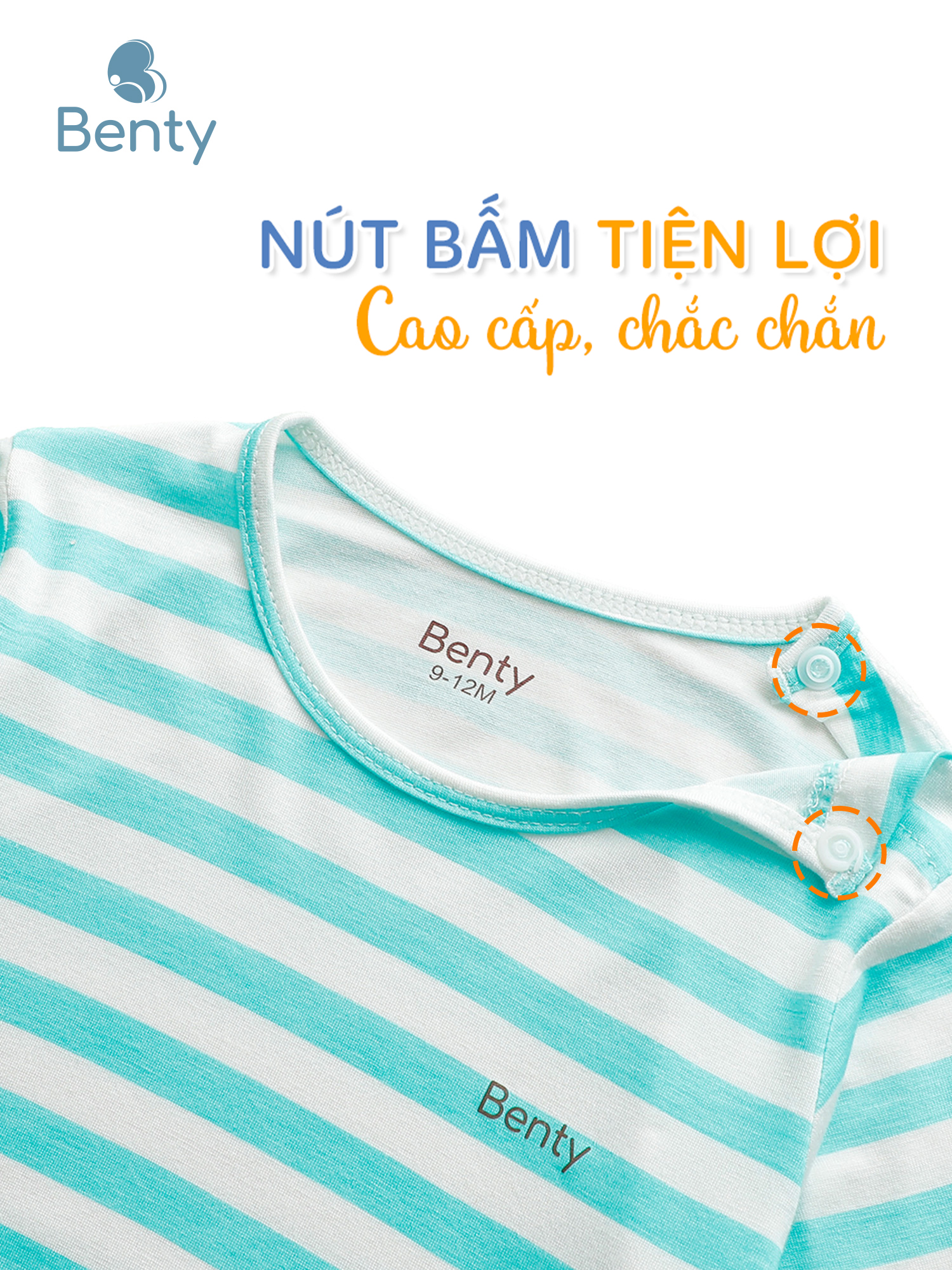 Dài cài vai sọc lớn BENTY chất vải an toàn cho làn da bé