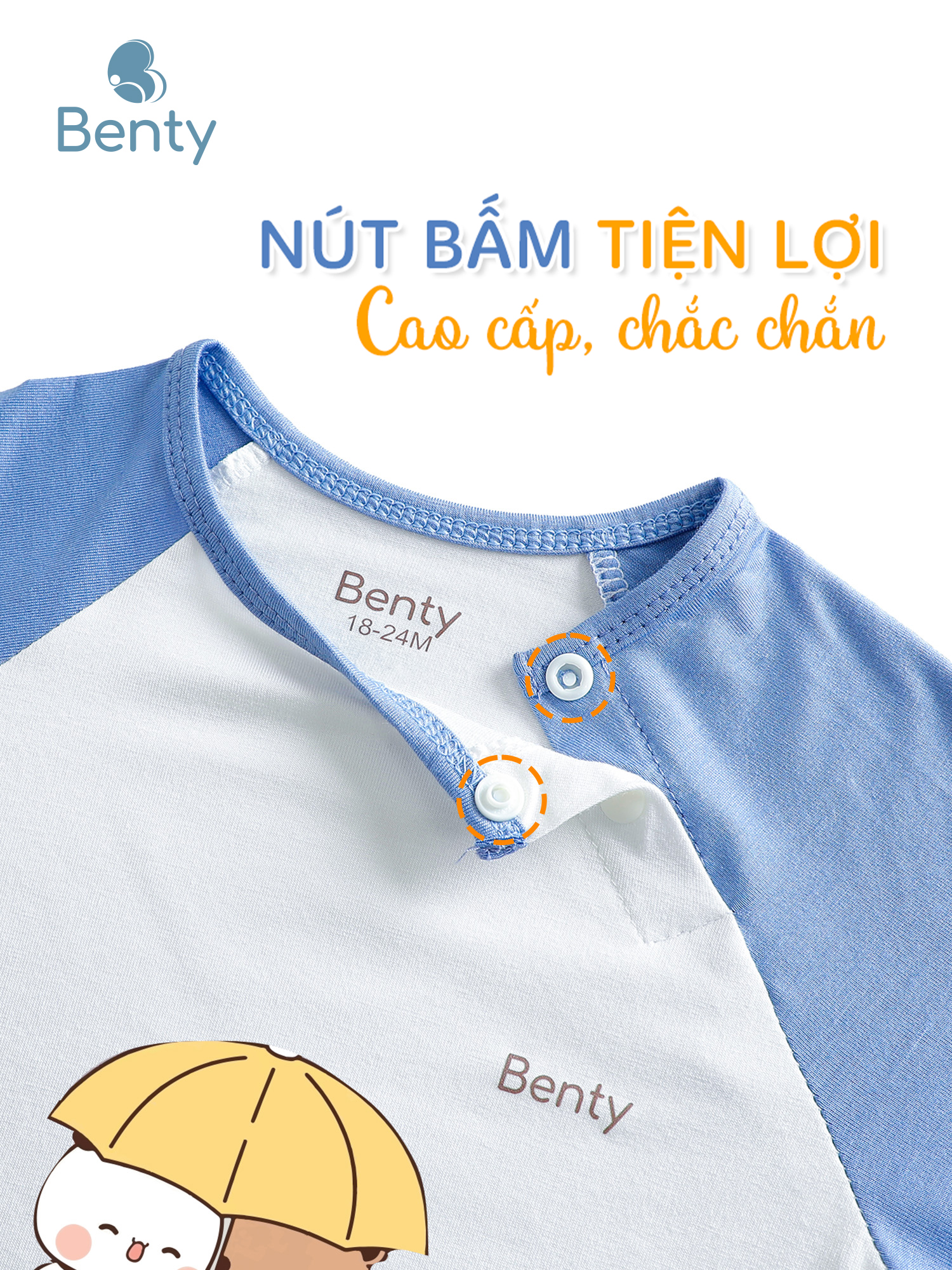 Dài tay cài chéo in gấu BT022 BENTY đồ bộ cho bé cao cấp