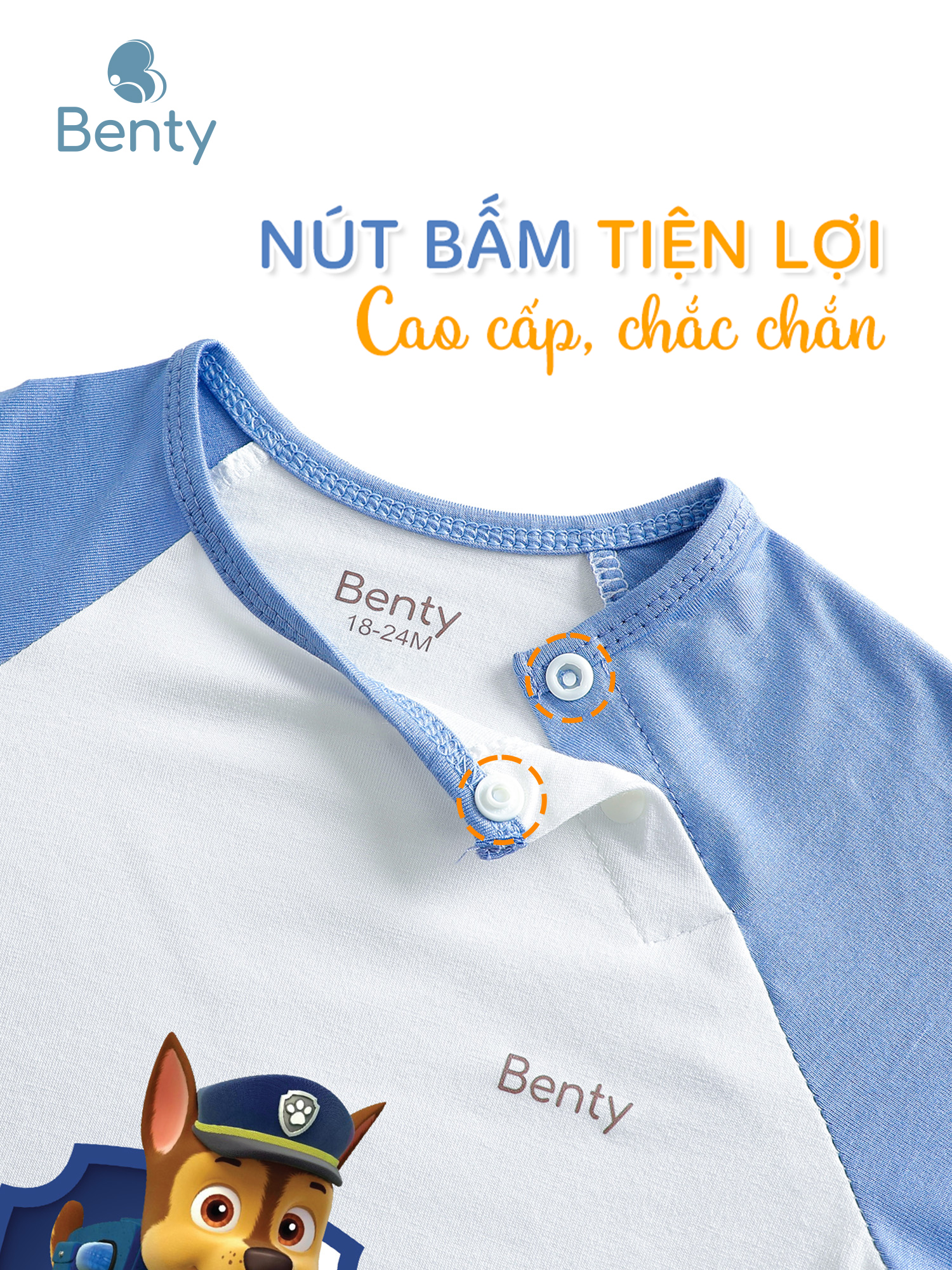 Dài tay cài chéo in hình Paw Patrol BENTY mềm mịn đáng yêu