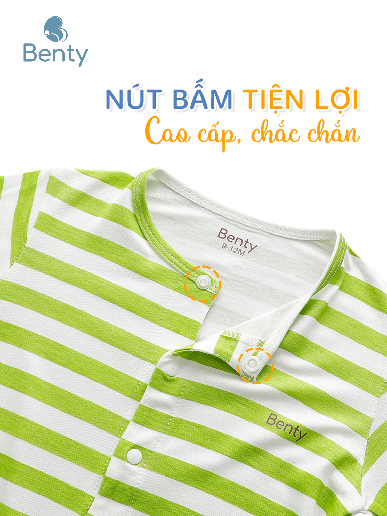 Body dài tay họa tiết sọc ngang BENTY thoáng mát cho bé sơ sinh