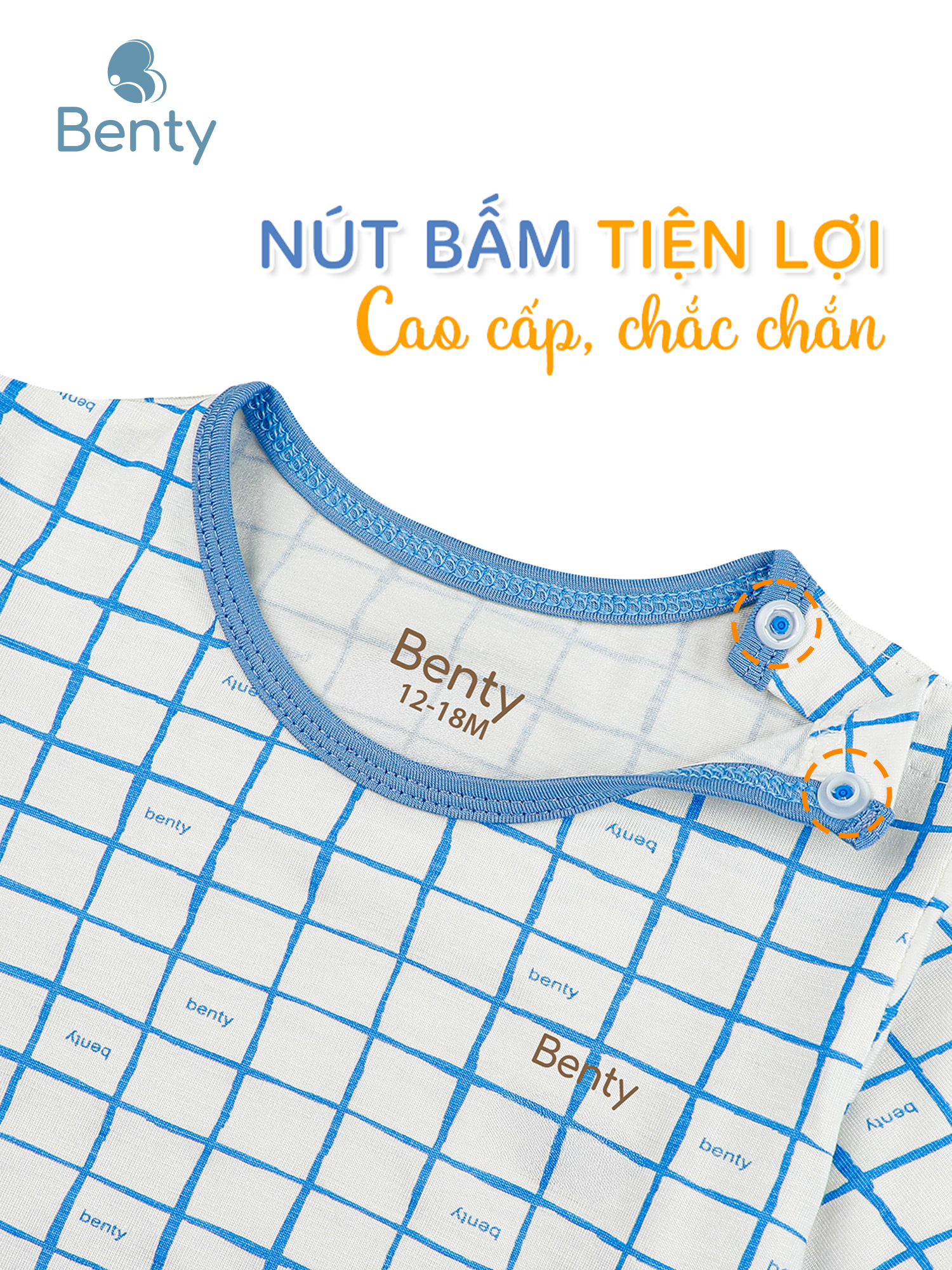 Bộ cộc tay cài vai phối caro BENTY dễ thương, thoáng mát