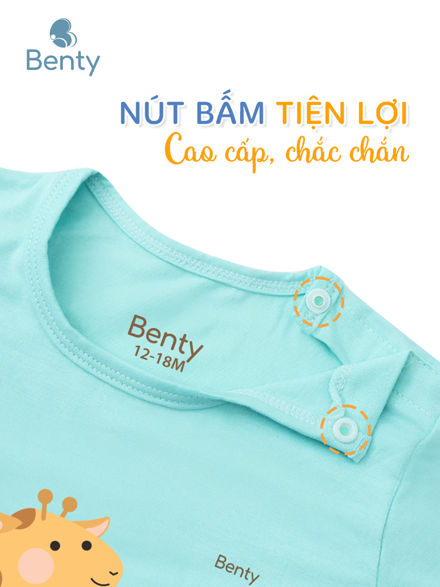 Bộ cộc tay cài vai in hươu BENTY BT003,quần áo trẻ em mềm mịn