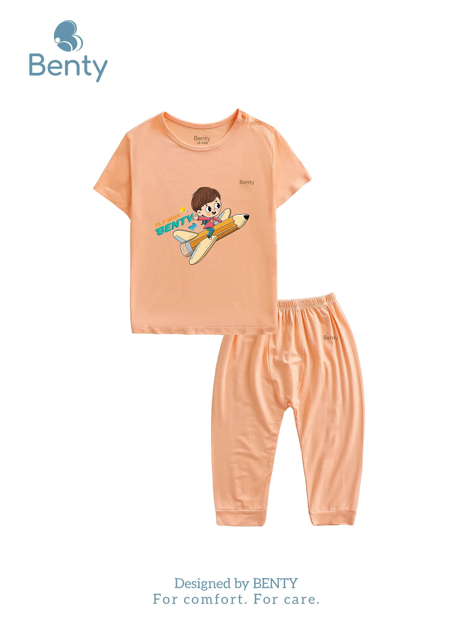 BENTY BT032 authentic kids short sleeve top and long pants set