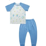 BENTY short sleeve top and long pants cross button set with prints