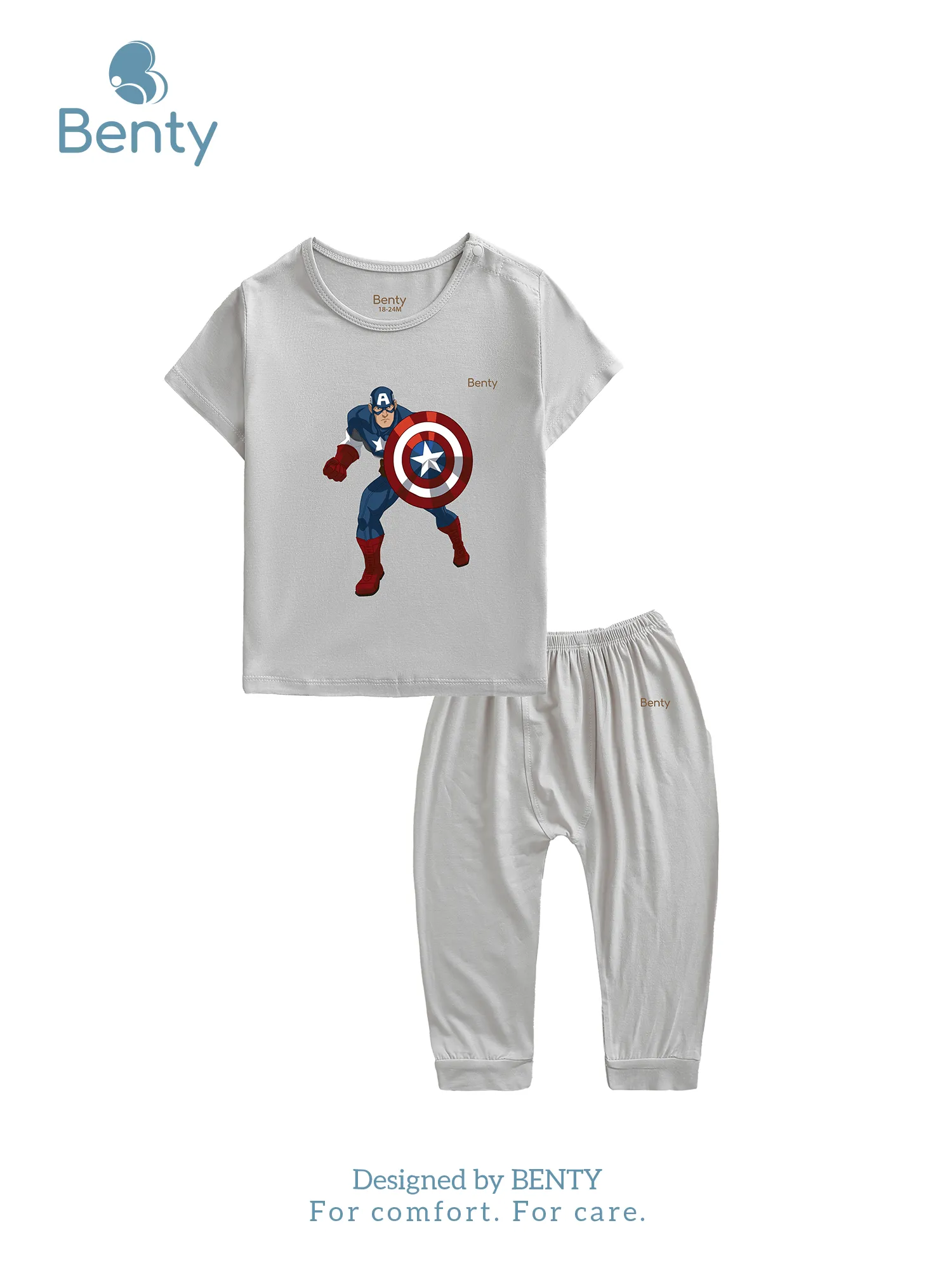 BENTY BT042 print short sleeve top and long pants set