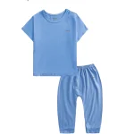 BENTY plain short sleeve and long pants set with shoulder buttons