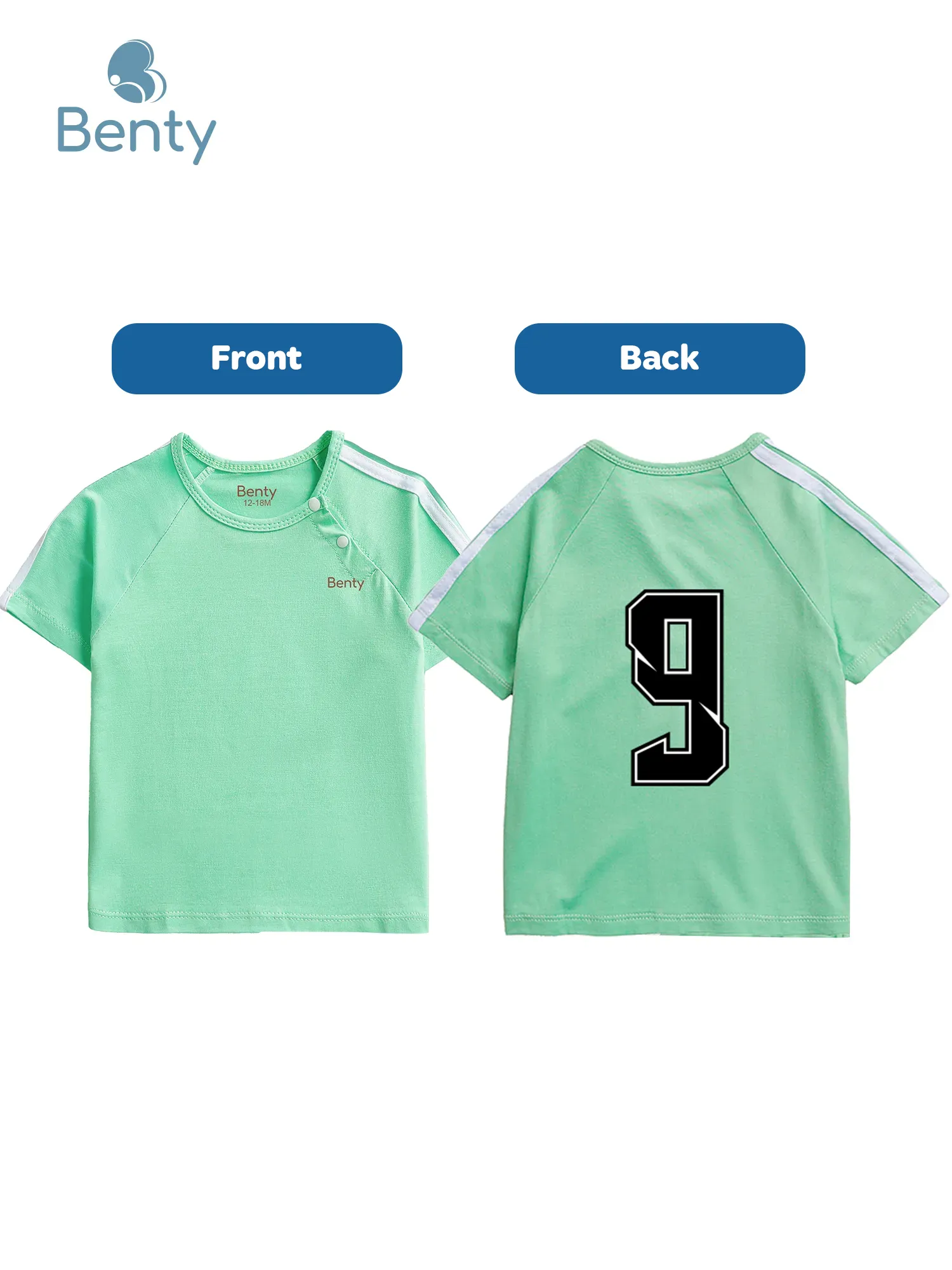 BENTY number 9 sporty button short sleeve set in black