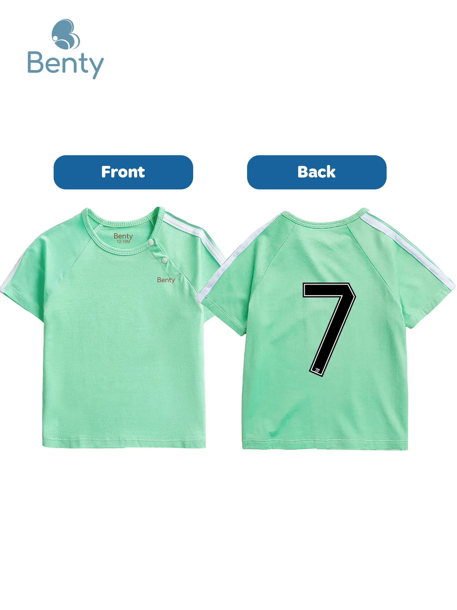 BENTY number 7 sporty short sleeve cross button set, premium fabric