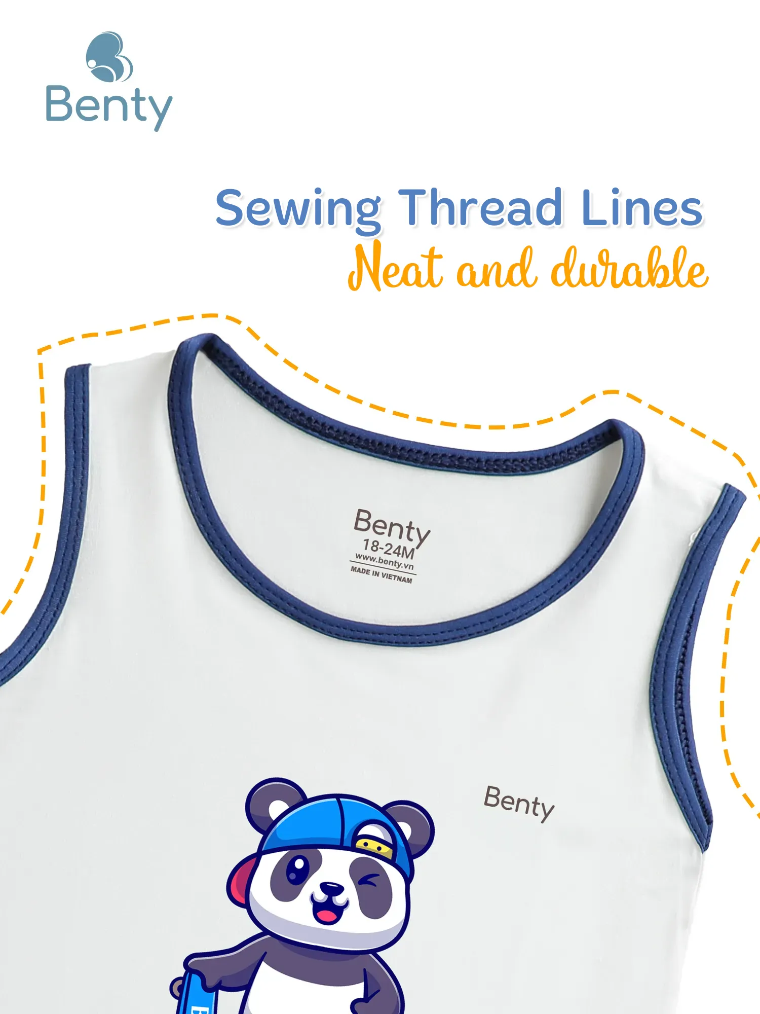 BENTY BT101 tank top set printed Panda-trimmed outfit