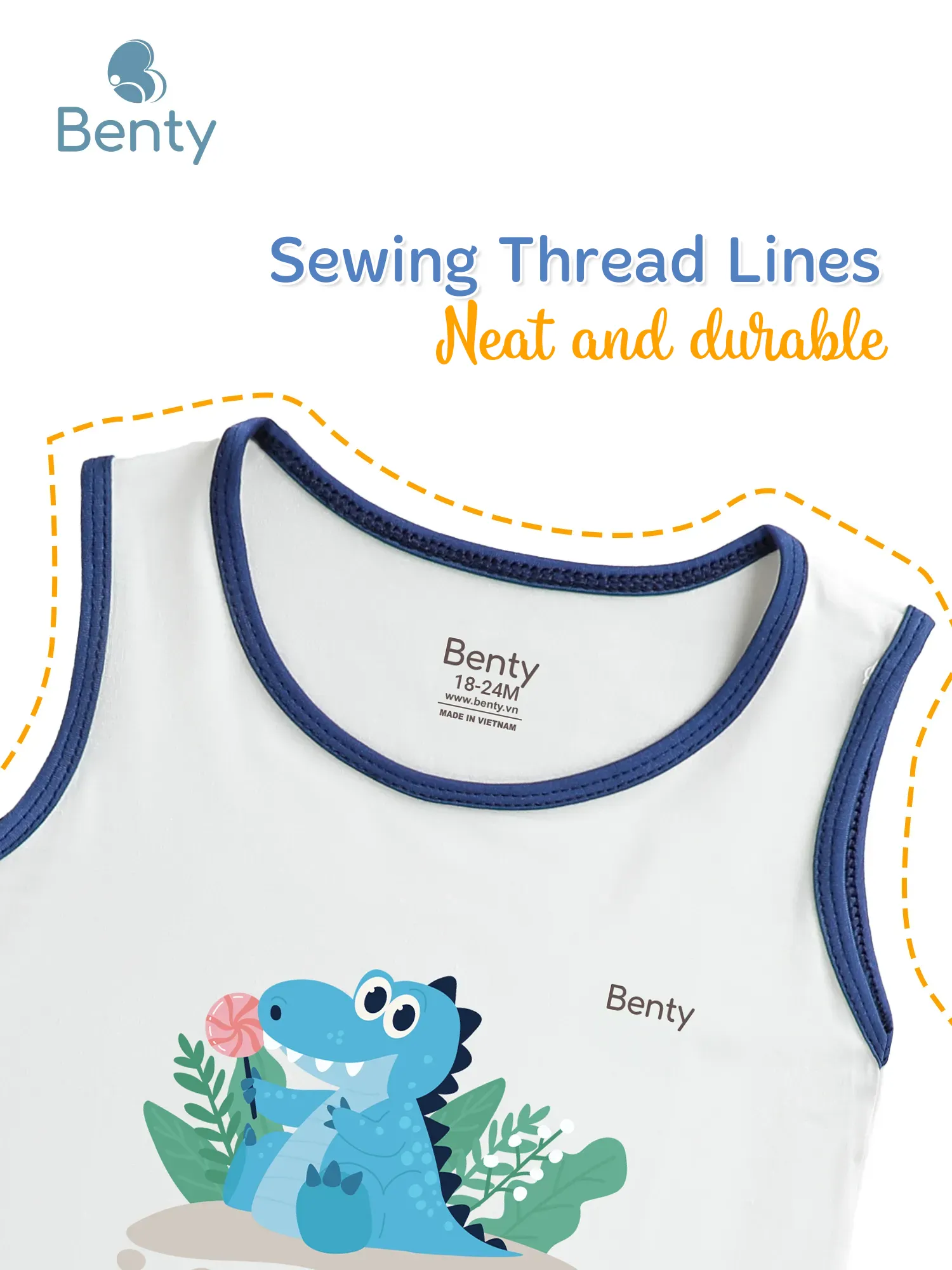 Benty BT099 printed dinosaur tank top set with trim comfortable to wear