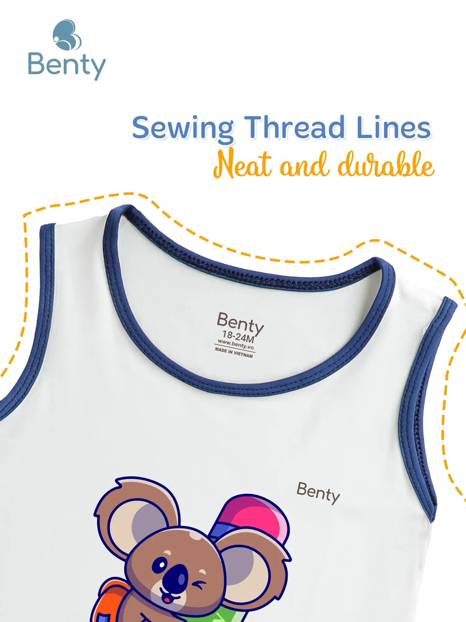 Benty BT100 printed Koala cute tank top with trim, soft and cool