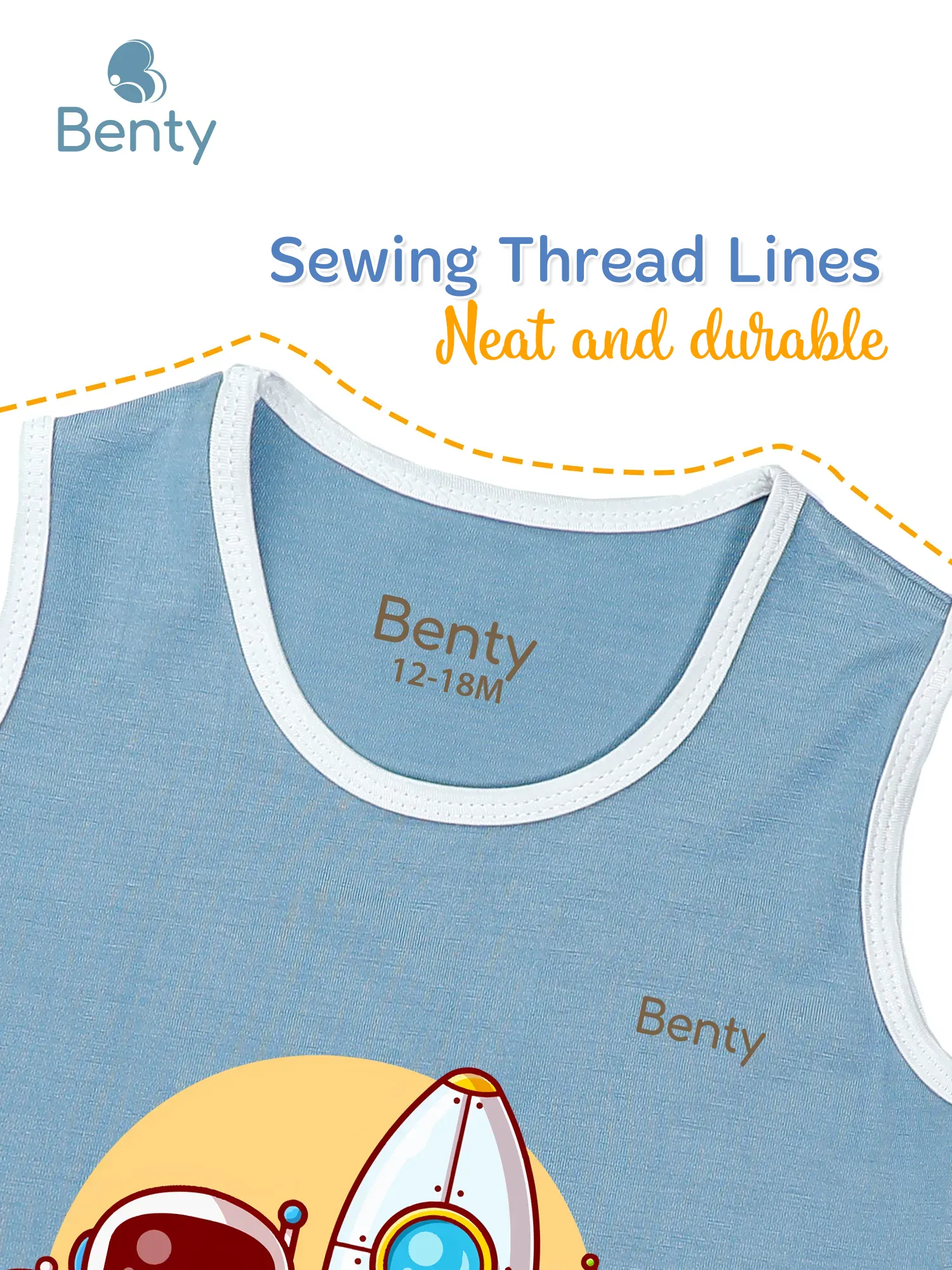 Benty BT070 tank top sport with a cheerful astronaut print for kids