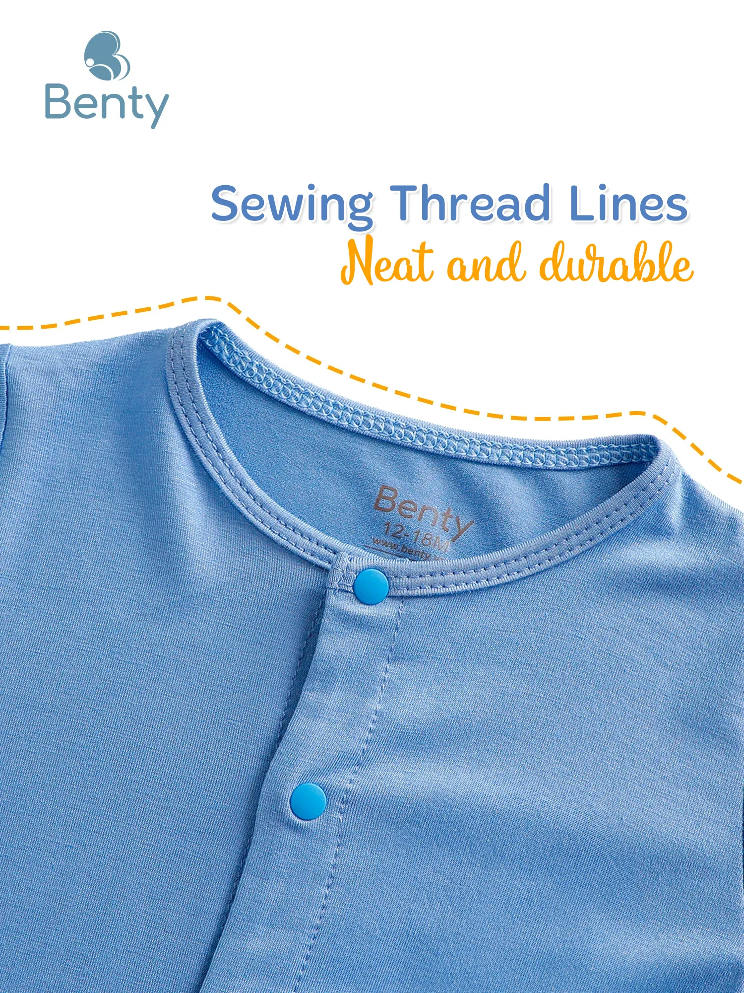 BENTY long-sleeved bodysuit, plain basic style, soft, smooth fabric