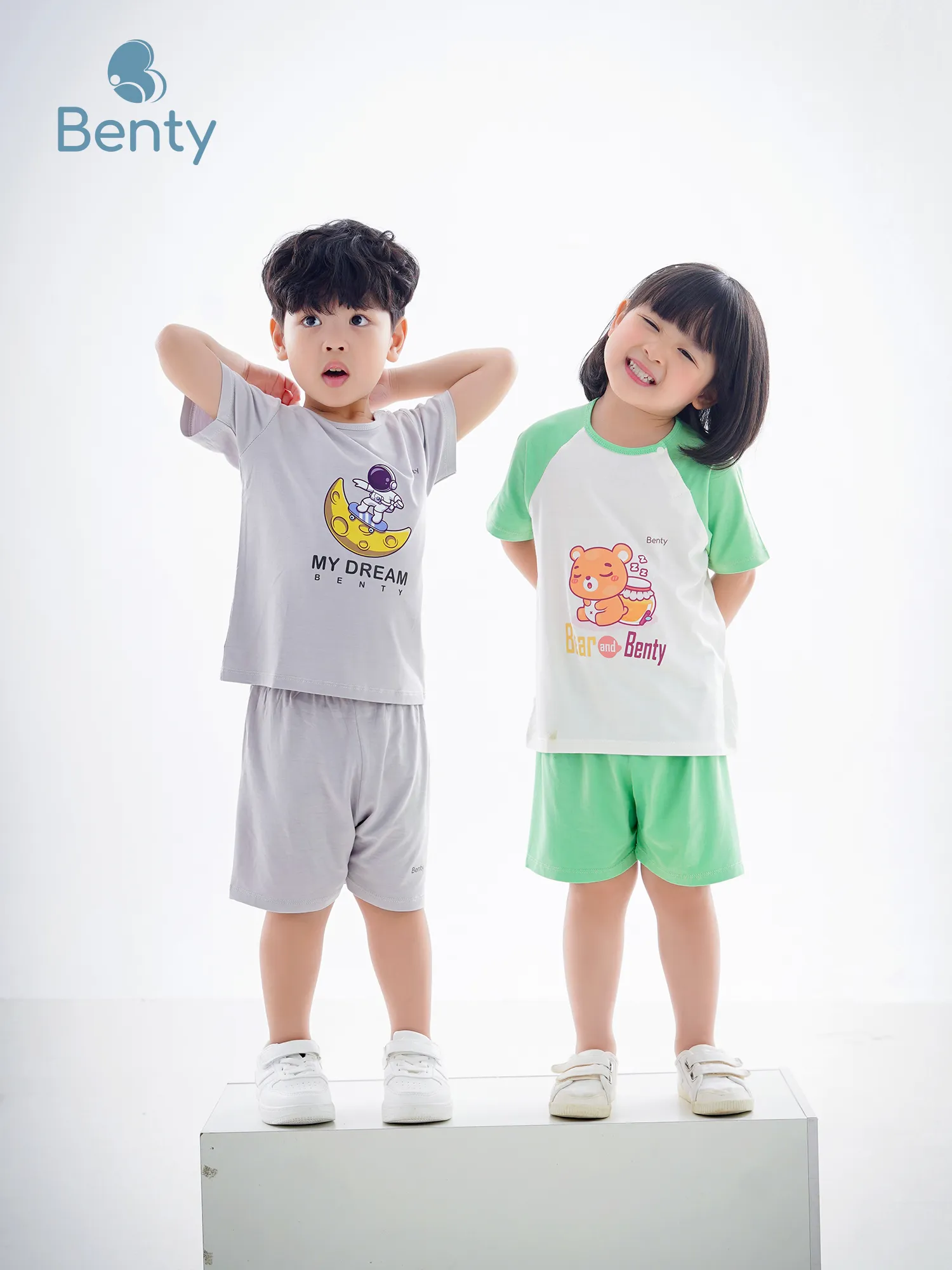 Bộ cộc tay cài chéo in Bear BT010 BENTY, đồ trẻ em cao cấp