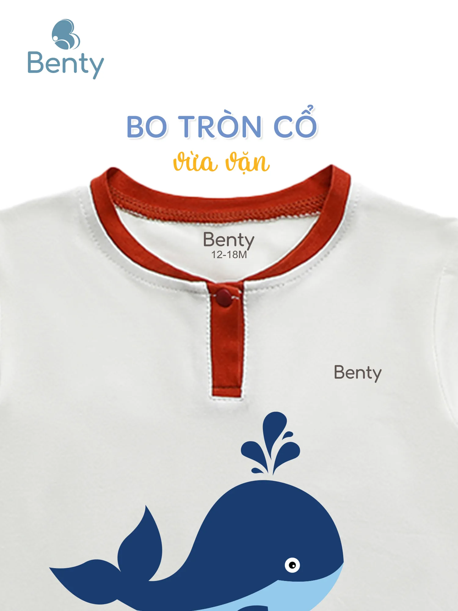 Bộ cộc tay cổ trụ in hình cá voi BENTY BT041,bộ đồ cho bé
