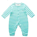 Body dài tay họa tiết sọc ngang BENTY thoáng mát cho bé sơ sinh