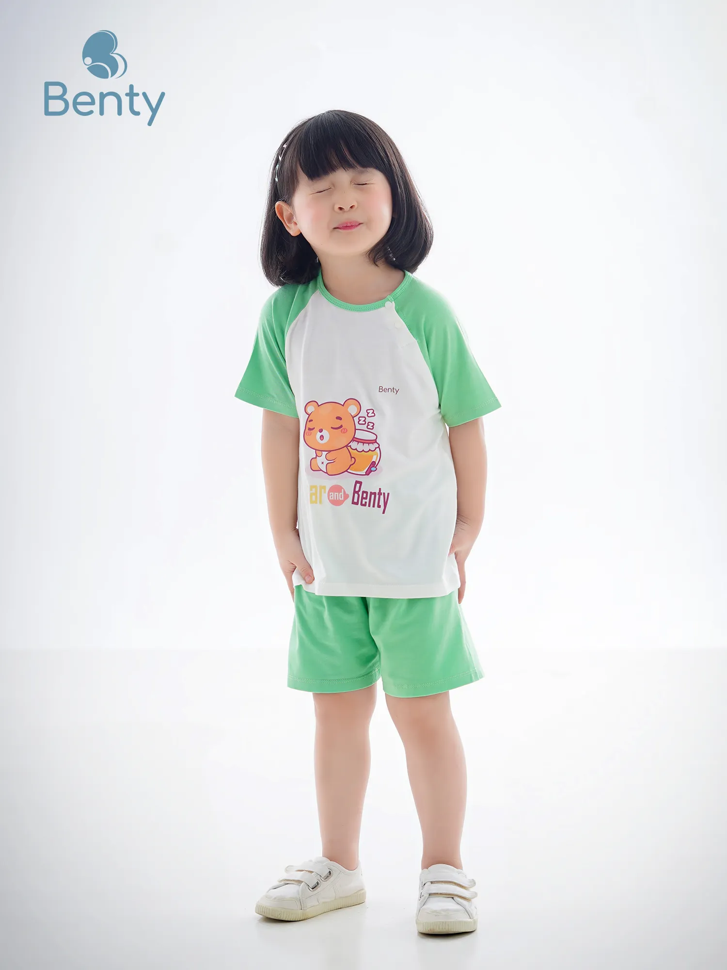 Bộ cộc tay cài chéo in Bear BT010 BENTY, đồ trẻ em cao cấp