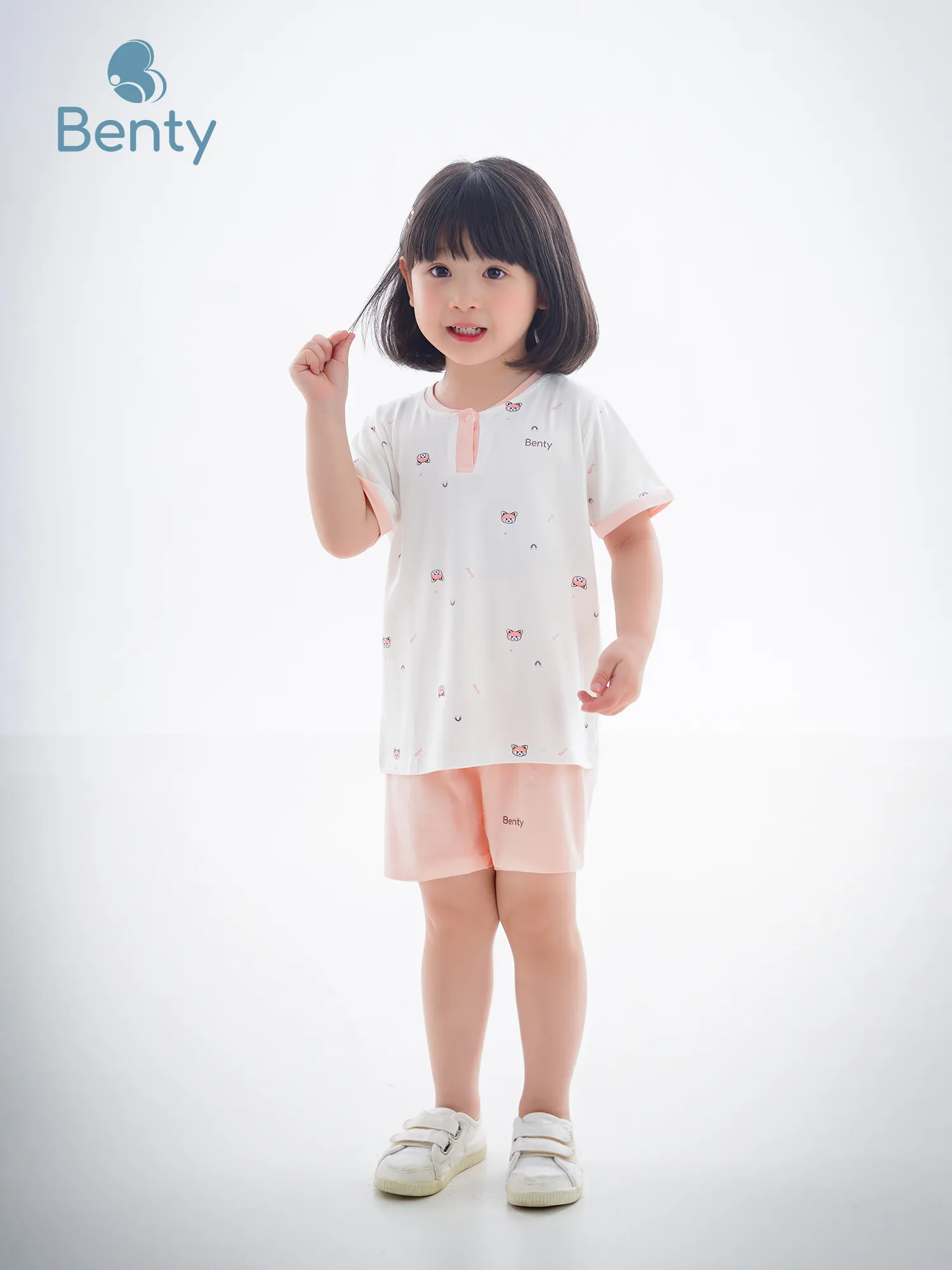 BENTY patterned polo style short sleeve set, elegant outfit for kids