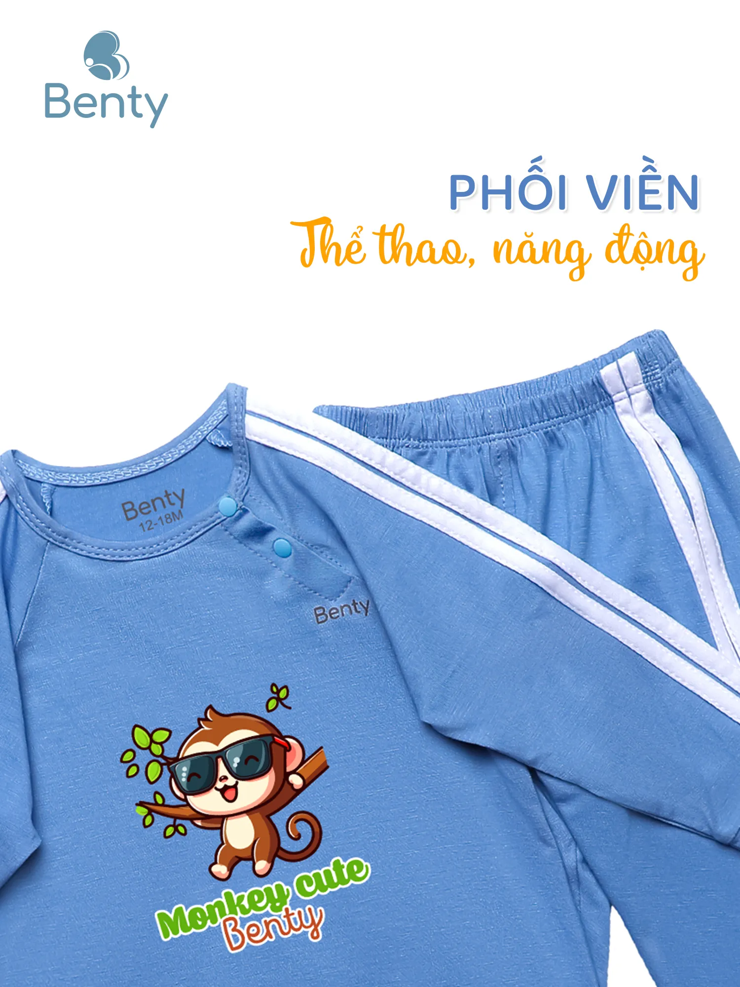 Dài tay cài chéo thể thao BT095 BENTY mát mềm cao cấp cho bé