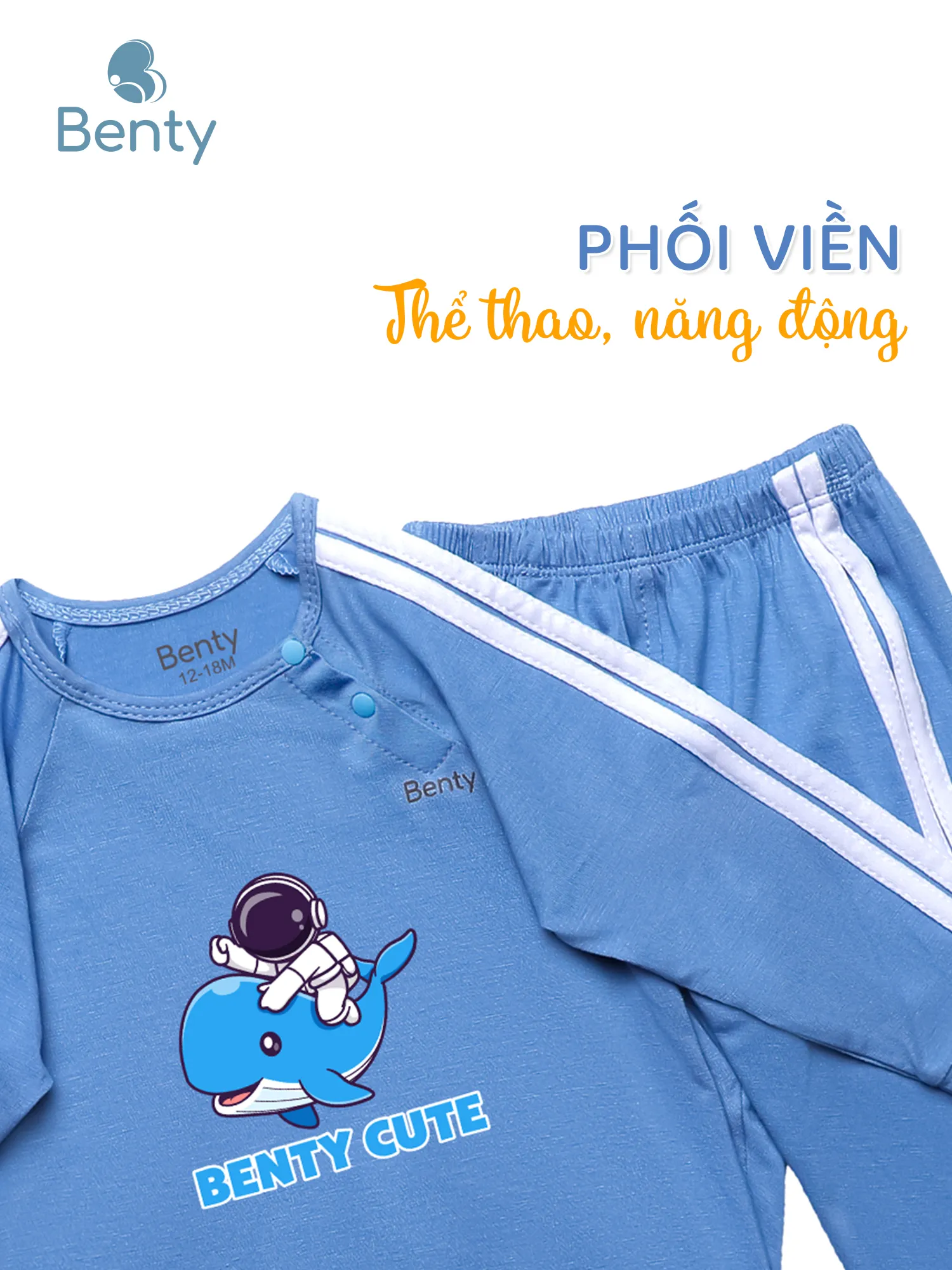 Dài tay cài chéo thể thao BT092 BENTY in hình cá voi và phi hành gia
