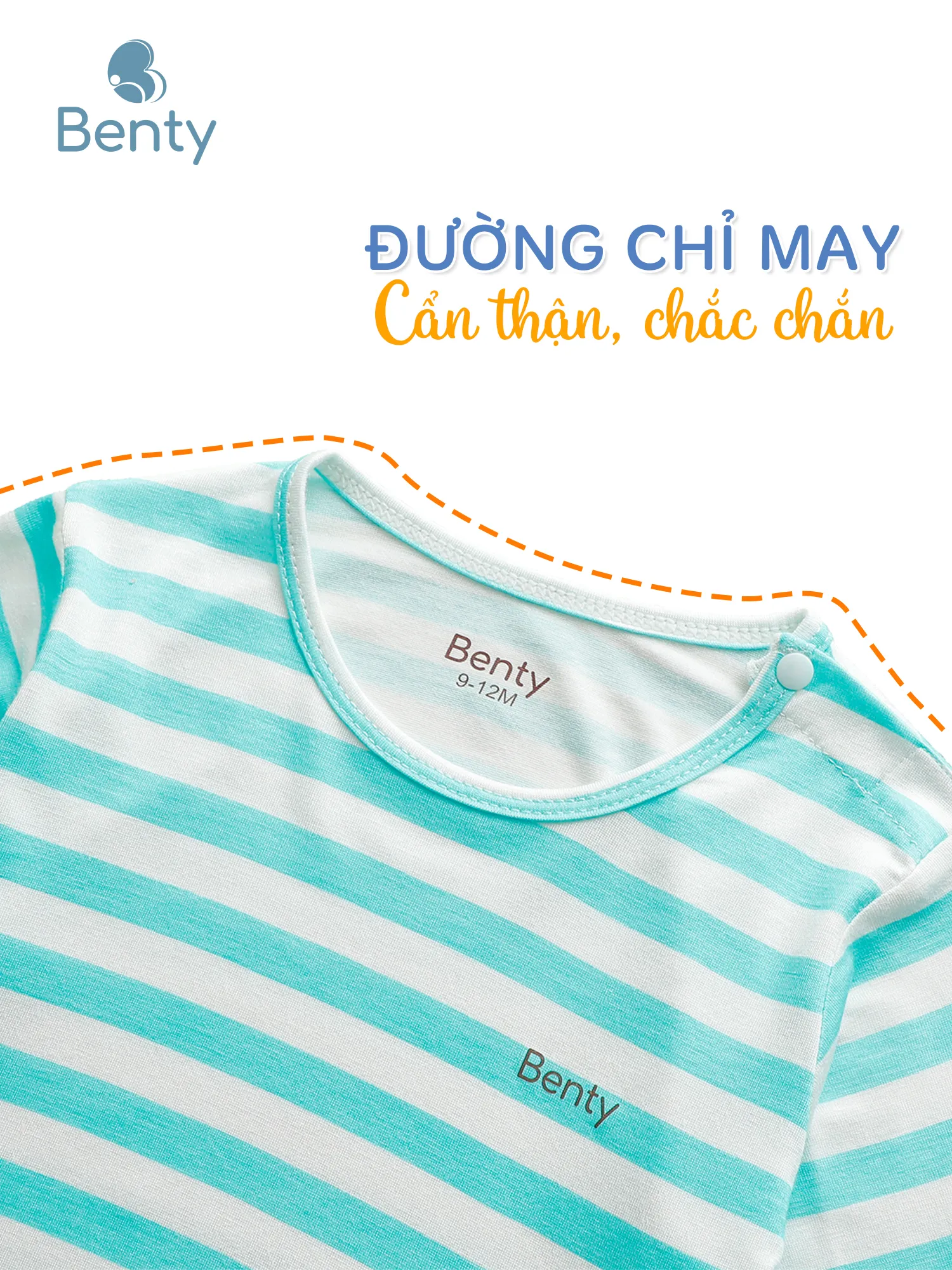 Dài cài vai sọc lớn BENTY chất vải an toàn cho làn da bé