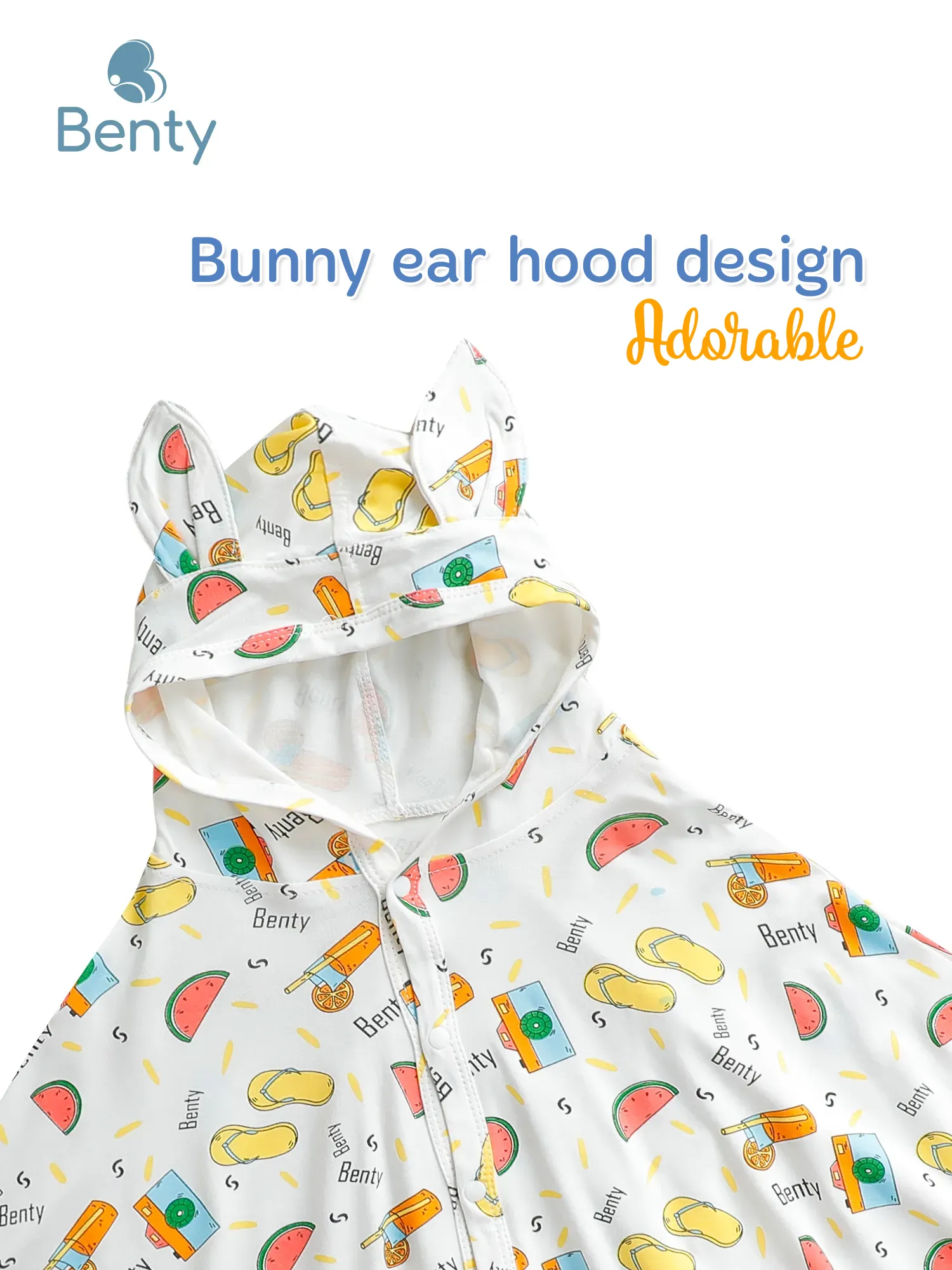 BENTY patterned sun protection cloak for kids, soft fabric
