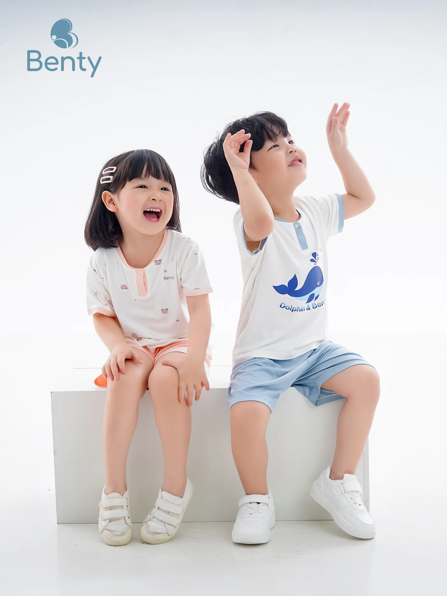 BENTY patterned polo style short sleeve set, elegant outfit for kids