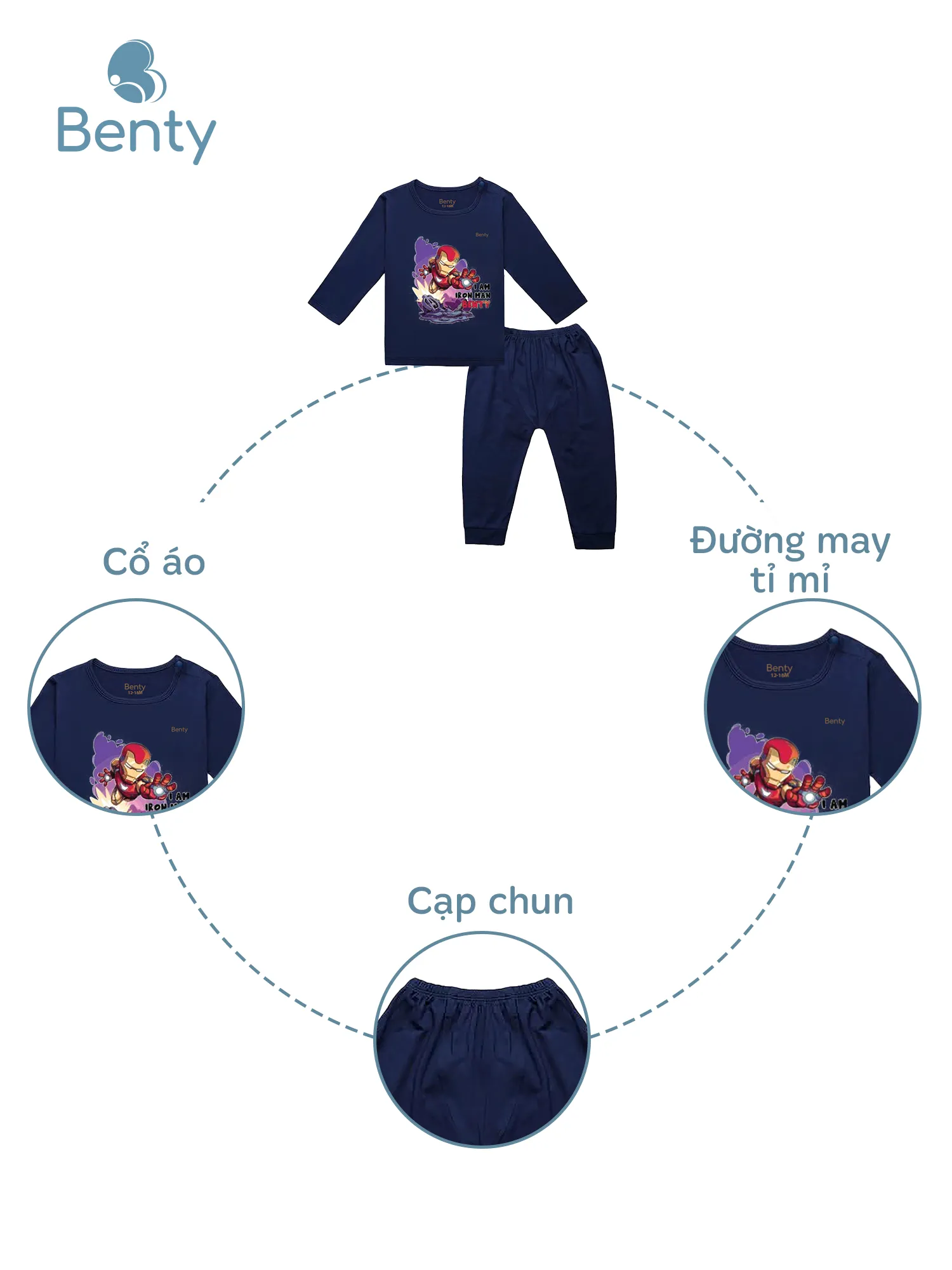 Dài tay cài vai BT050 BENTY mềm mịn mát chính hãng cho bé