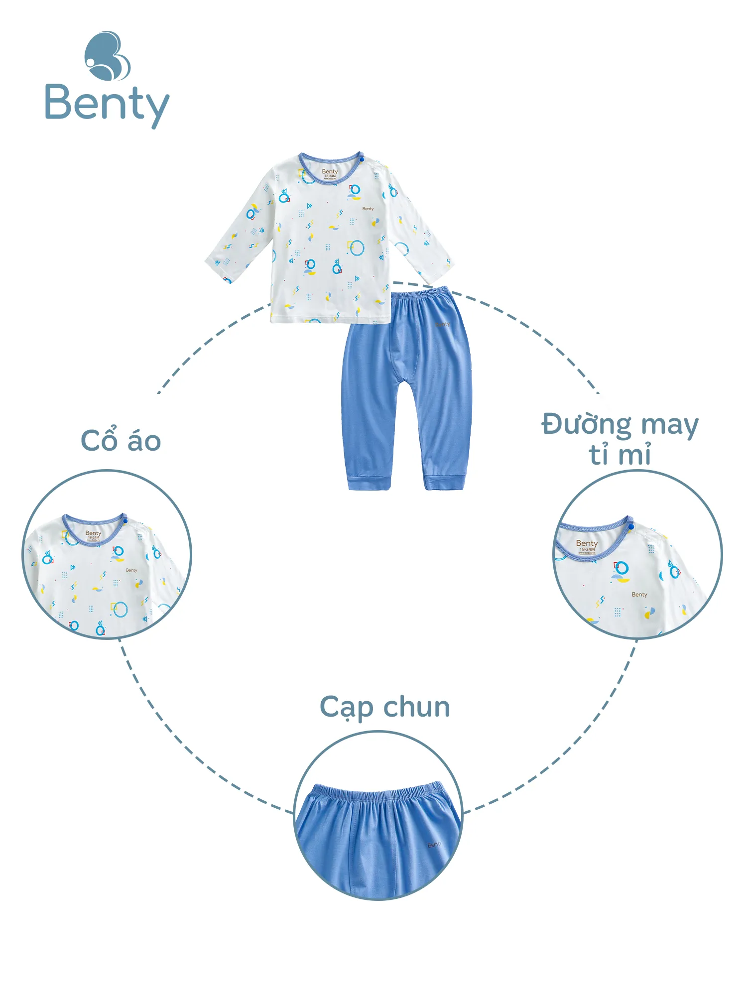 Dài cài vai họa tiết hình dạng BENTY đồ trẻ em mặc điều hòa