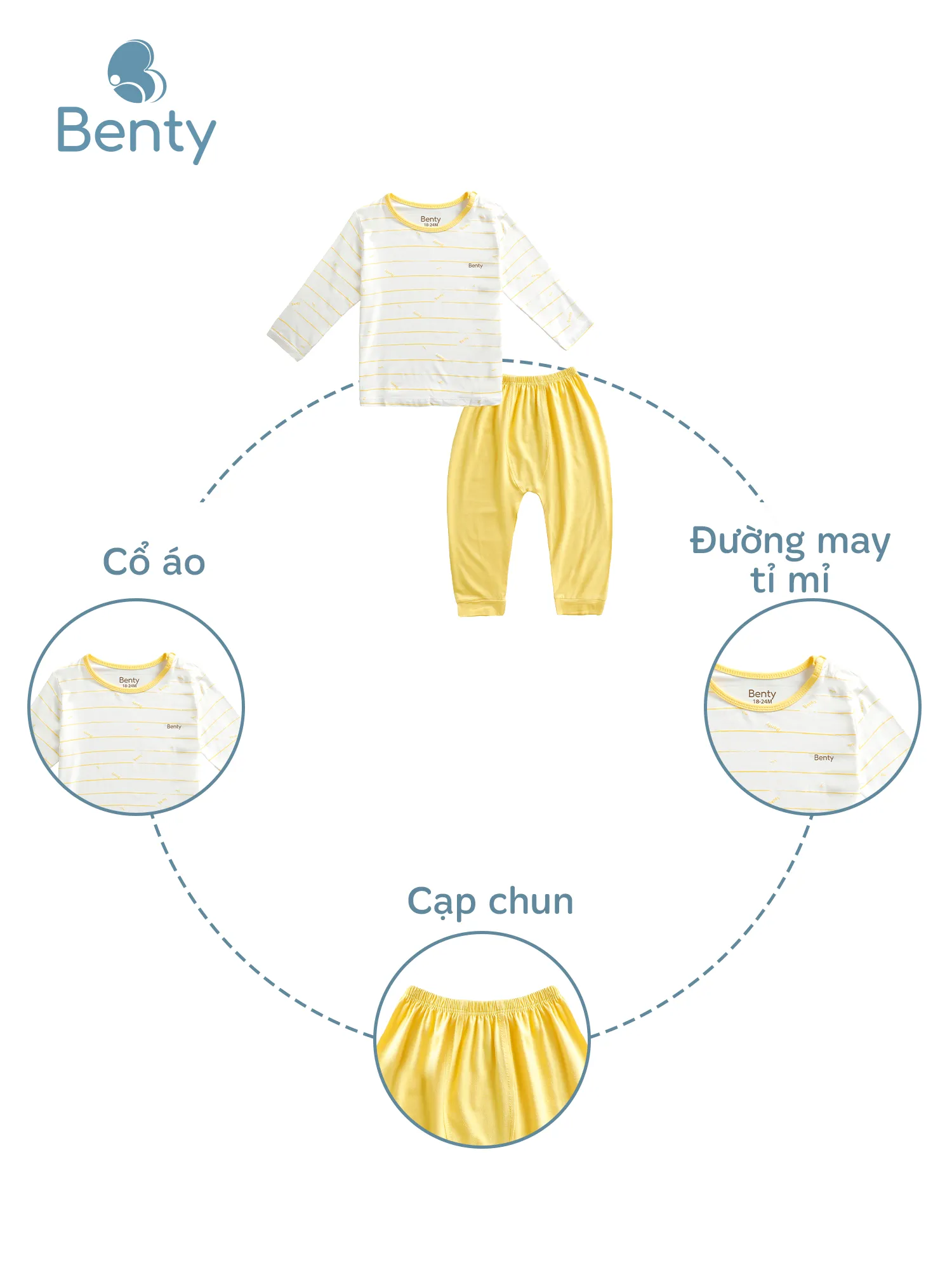 Dài cài vai sọc ngang BENTY sang trọng mềm mịn mát cho bé