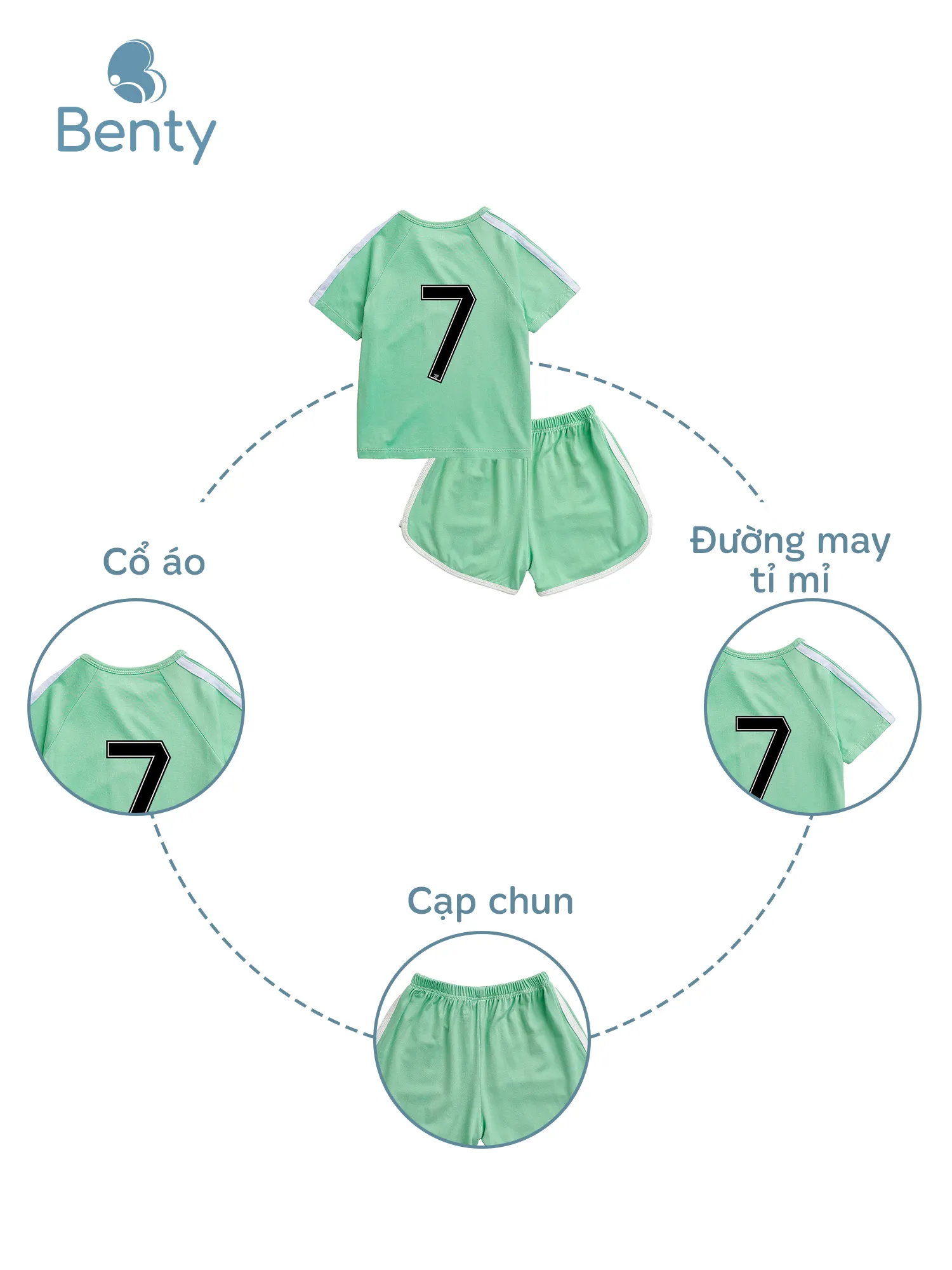 Bộ cộc tay cài chéo thể thao số 7 BENTY, chất liệu cao cấp